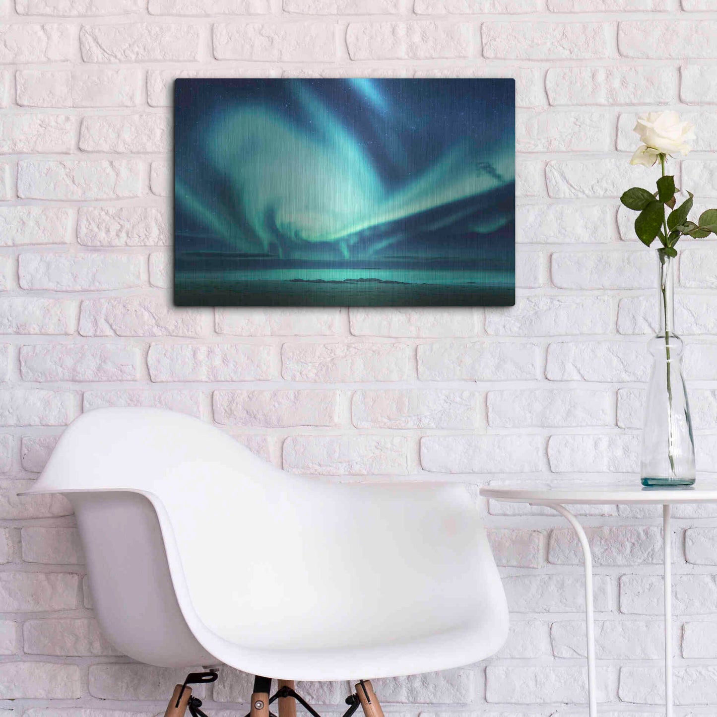 Luxe Metal Art 'Polar Lights Above The Sea Green Northern Lights' by Luxe Portfolio, Metal Wall Art,24x16