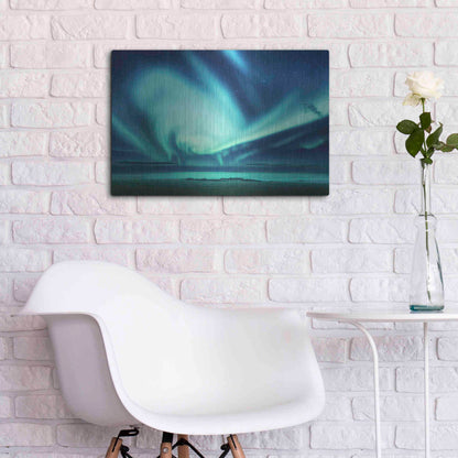 Luxe Metal Art 'Polar Lights Above The Sea Green Northern Lights' by Luxe Portfolio, Metal Wall Art,24x16