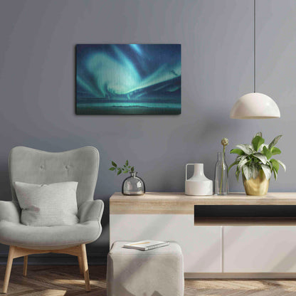 Luxe Metal Art 'Polar Lights Above The Sea Green Northern Lights' by Luxe Portfolio, Metal Wall Art,24x16