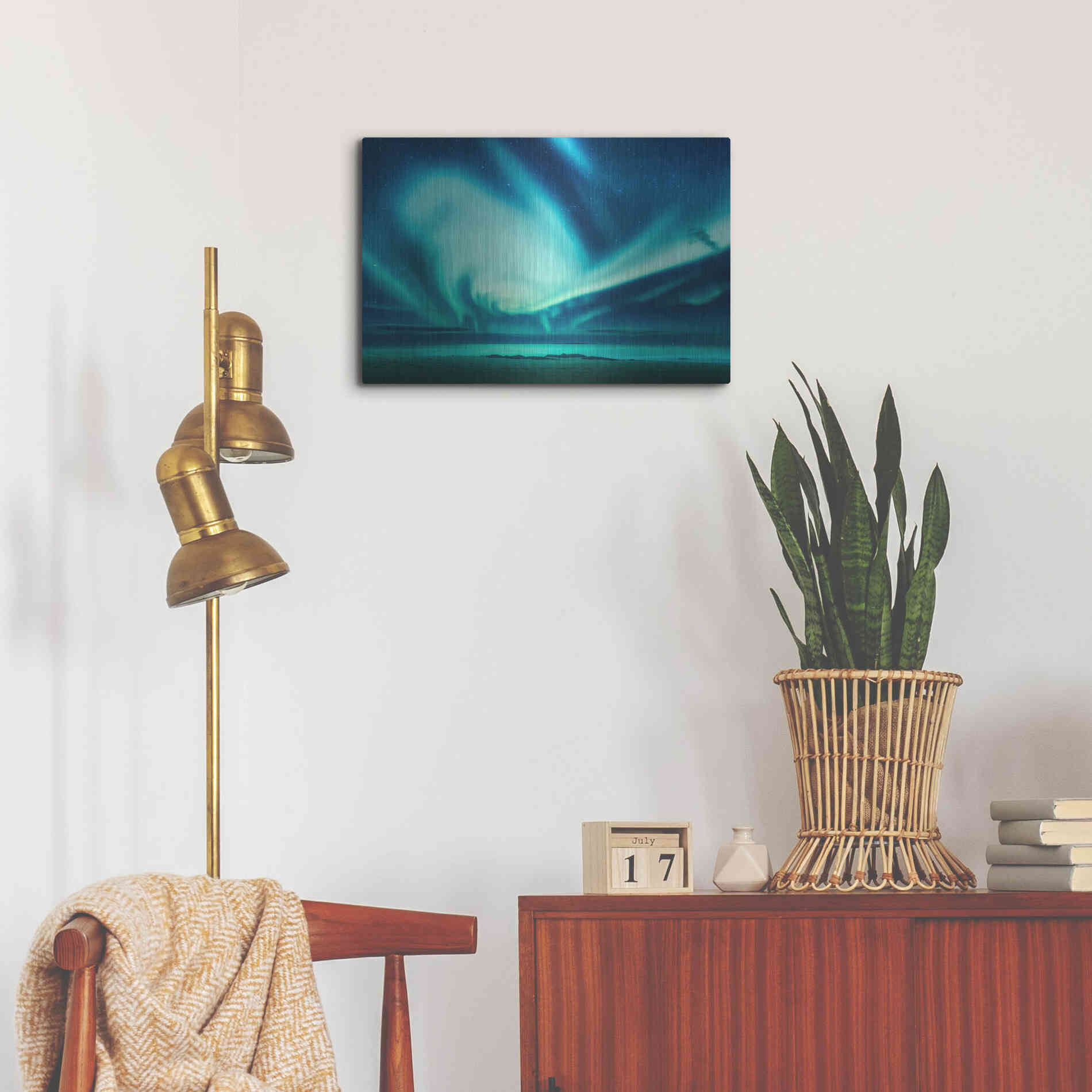 Luxe Metal Art 'Polar Lights Above The Sea Green Northern Lights' by Luxe Portfolio, Metal Wall Art,24x16