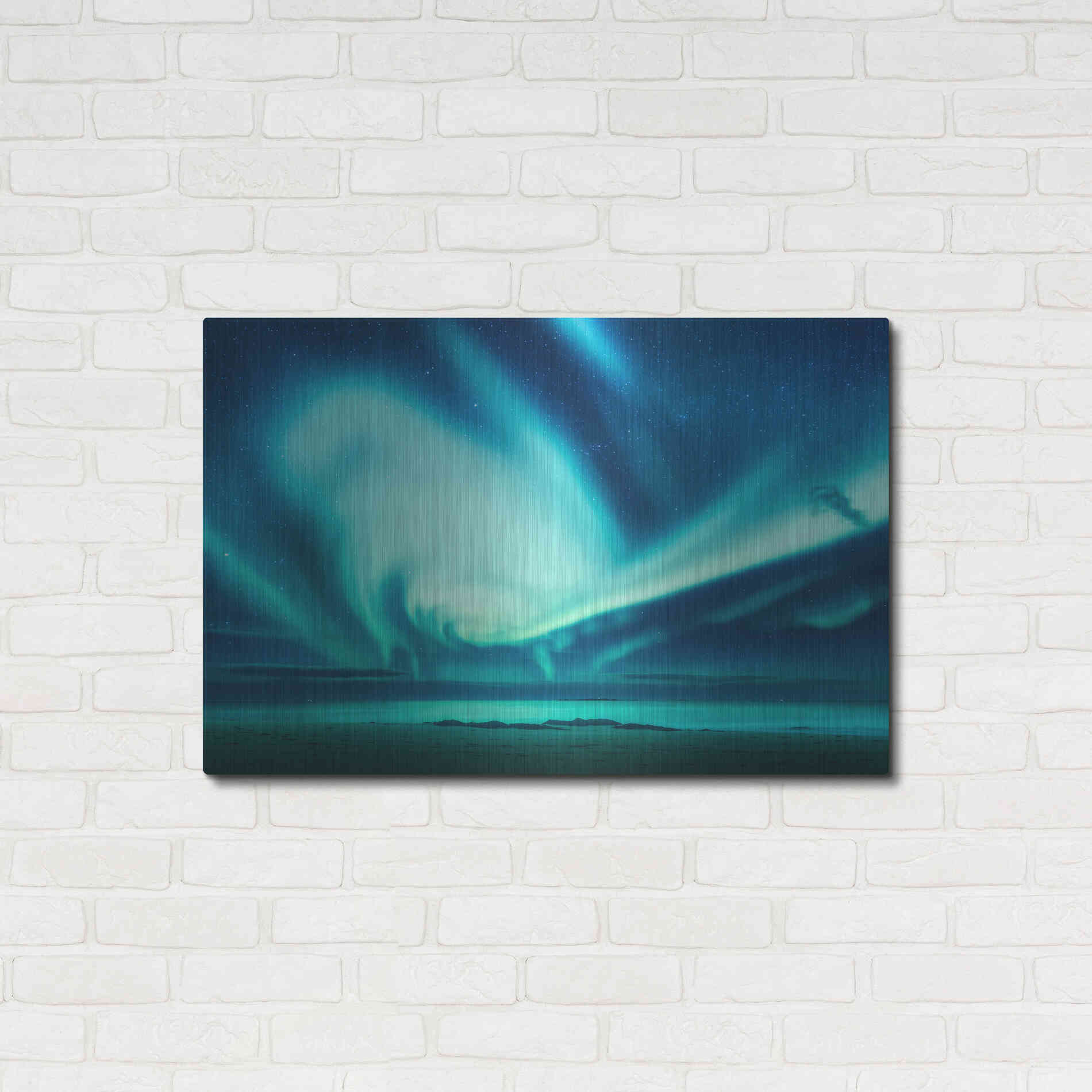 Luxe Metal Art 'Polar Lights Above The Sea Green Northern Lights' by Luxe Portfolio, Metal Wall Art,36x24