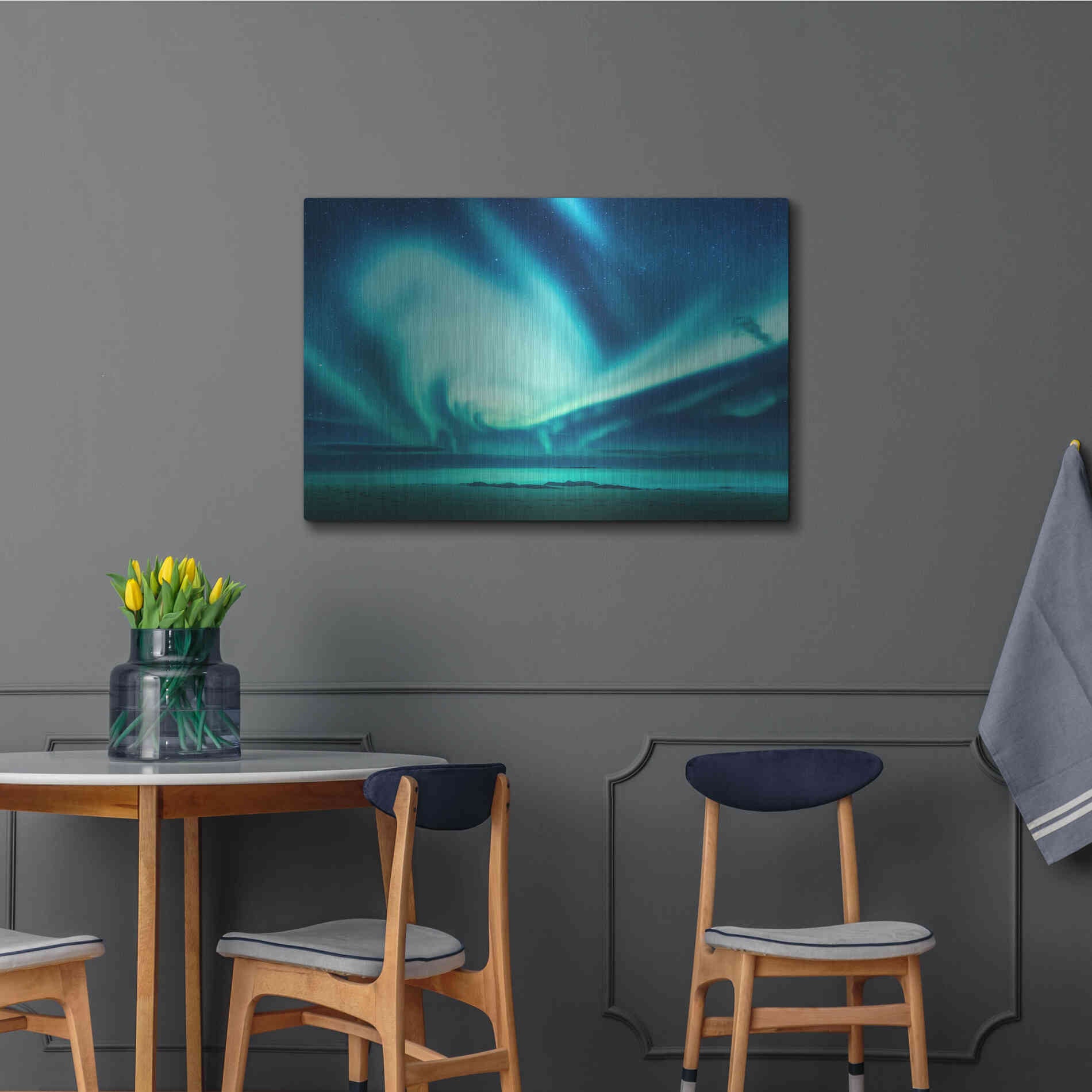 Luxe Metal Art 'Polar Lights Above The Sea Green Northern Lights' by Luxe Portfolio, Metal Wall Art,36x24