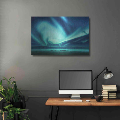 Luxe Metal Art 'Polar Lights Above The Sea Green Northern Lights' by Luxe Portfolio, Metal Wall Art,36x24