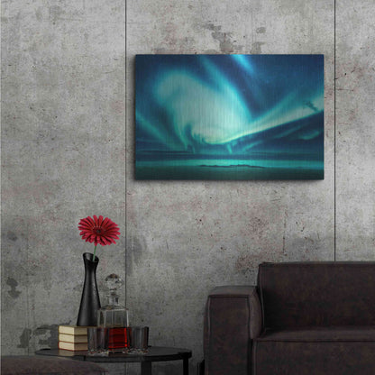 Luxe Metal Art 'Polar Lights Above The Sea Green Northern Lights' by Luxe Portfolio, Metal Wall Art,36x24