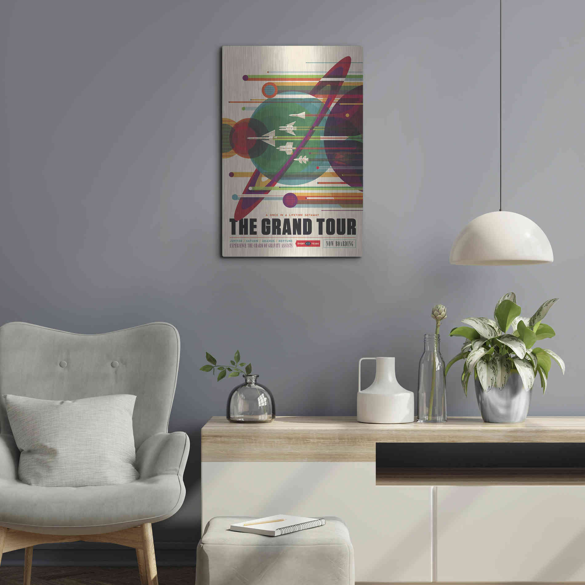 Luxe Metal Art 'Visions of the Future: The Grand Tour,' Metal Wall Art,16x24
