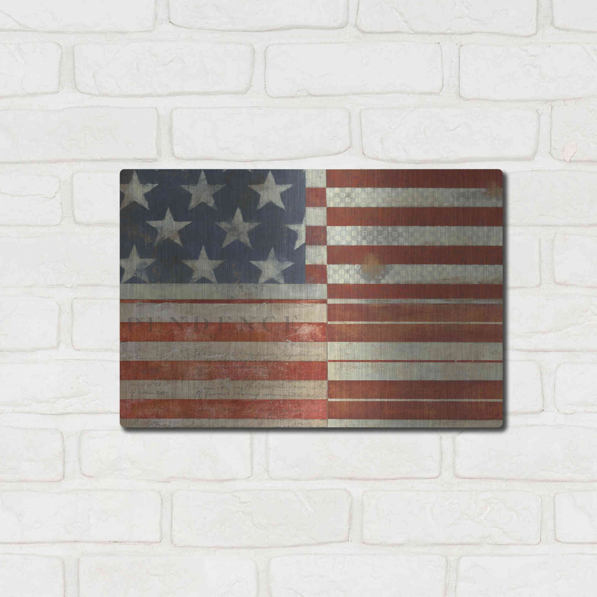 Luxe Metal Art 'Flag of Independence' by Norman Wyatt Jr, Metal Wall Art,16x12