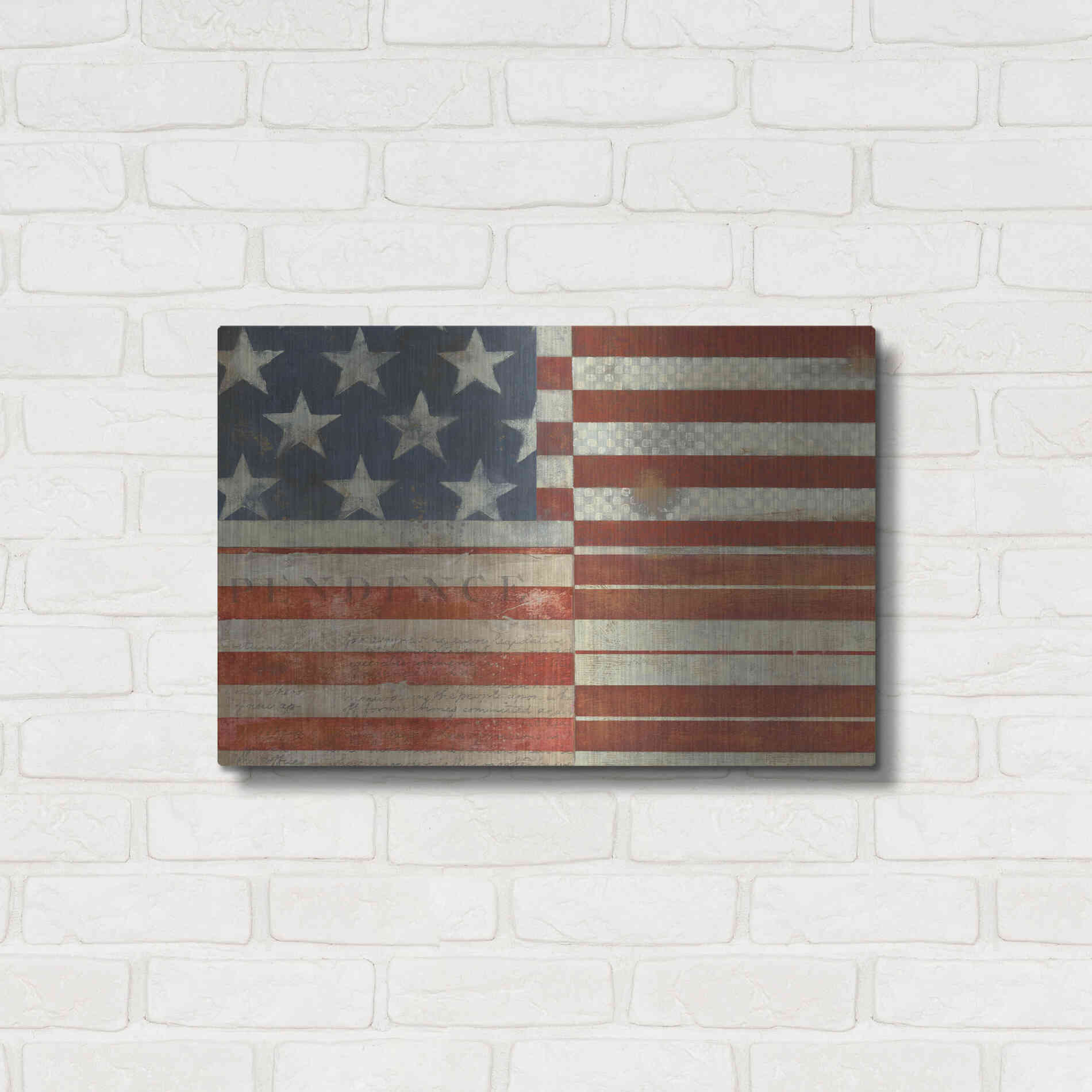 Luxe Metal Art 'Flag of Independence' by Norman Wyatt Jr, Metal Wall Art,24x16