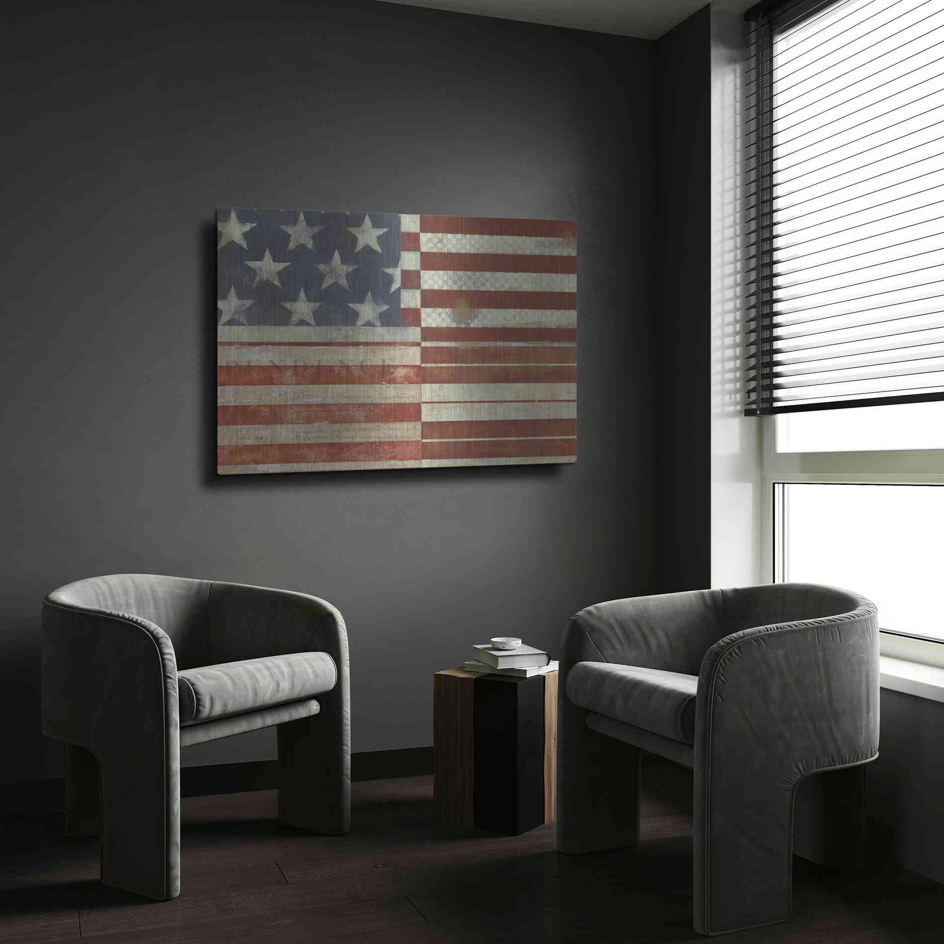 Luxe Metal Art 'Flag of Independence' by Norman Wyatt Jr, Metal Wall Art,24x16