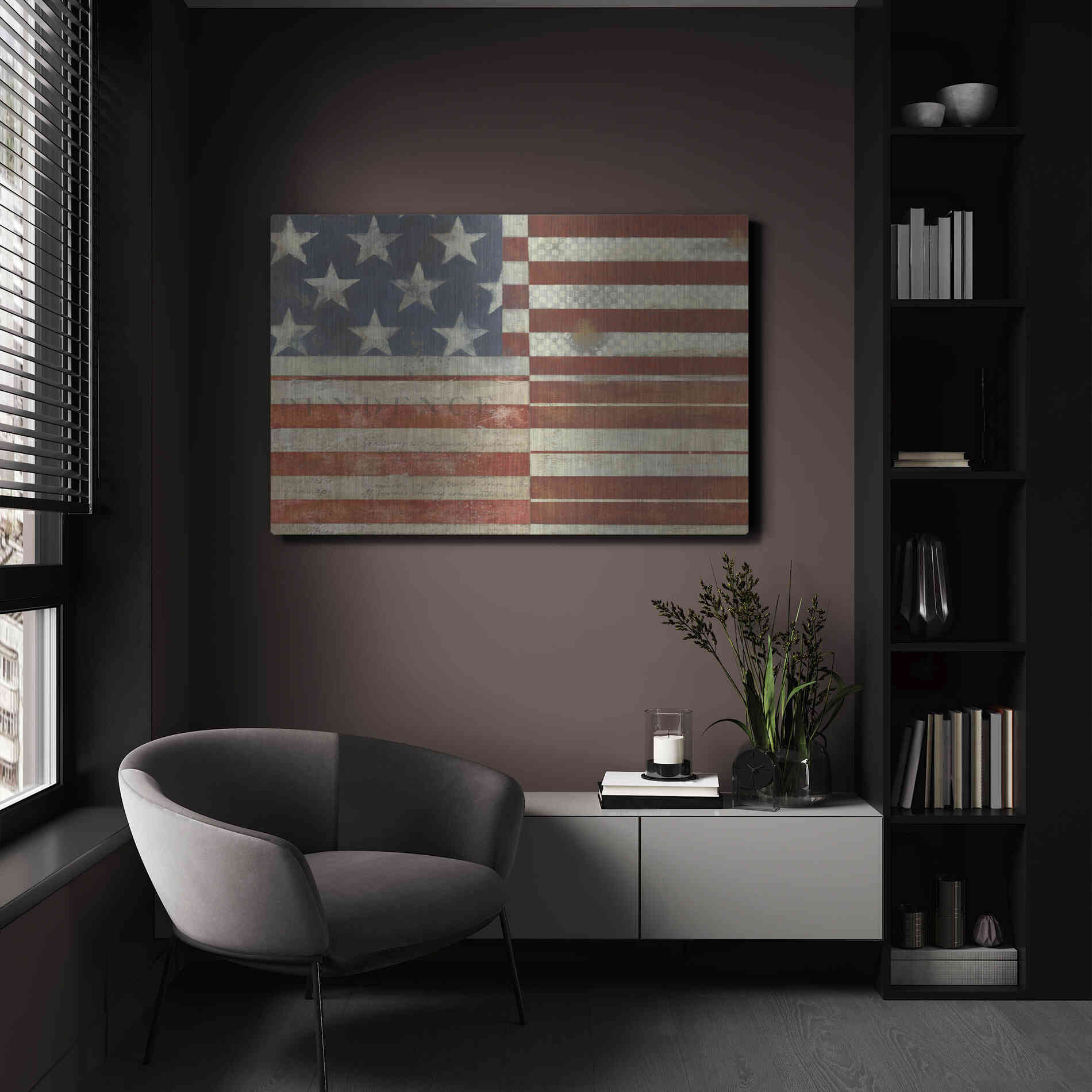 Luxe Metal Art 'Flag of Independence' by Norman Wyatt Jr, Metal Wall Art,24x16