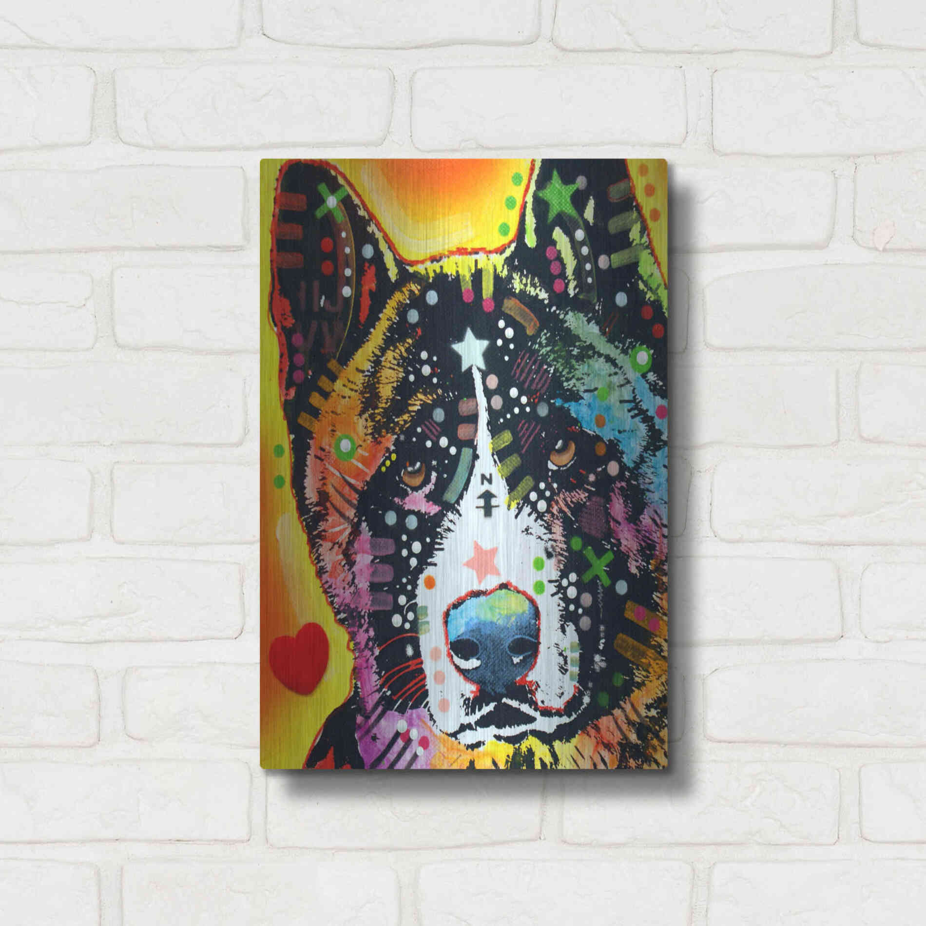 Luxe Metal Art 'Akita 1' by Dean Russo, Metal Wall Art,12x16