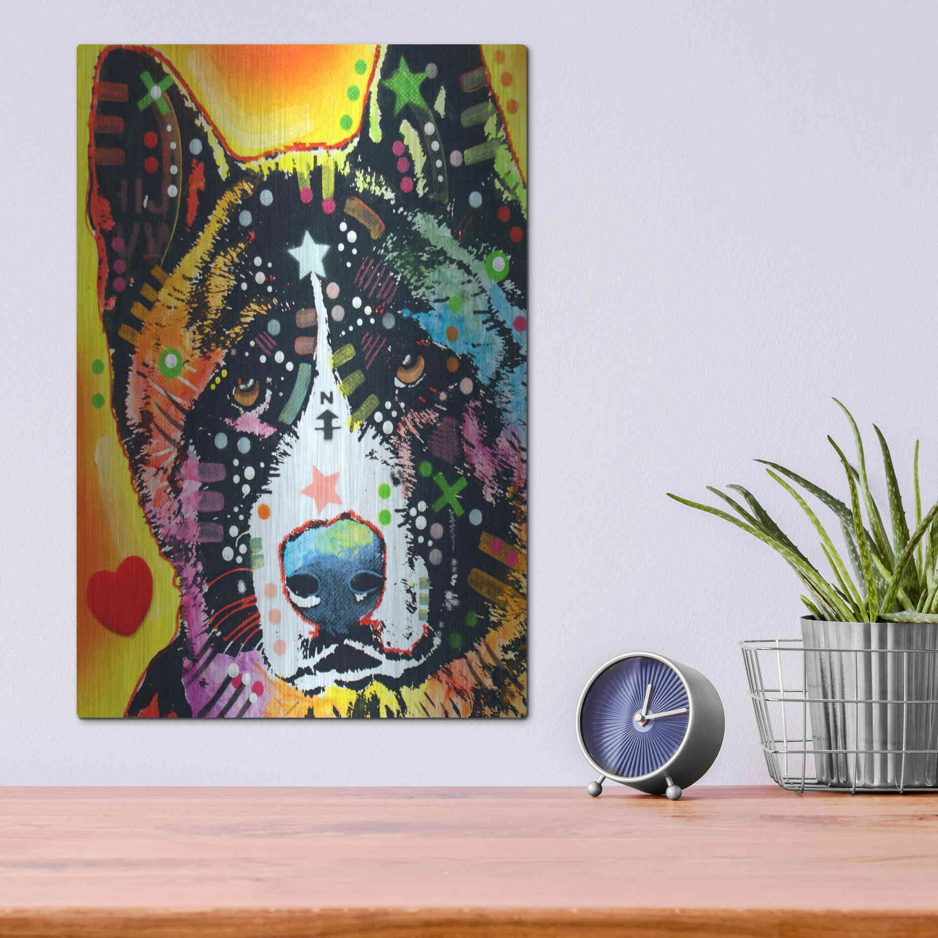 Luxe Metal Art 'Akita 1' by Dean Russo, Metal Wall Art,12x16