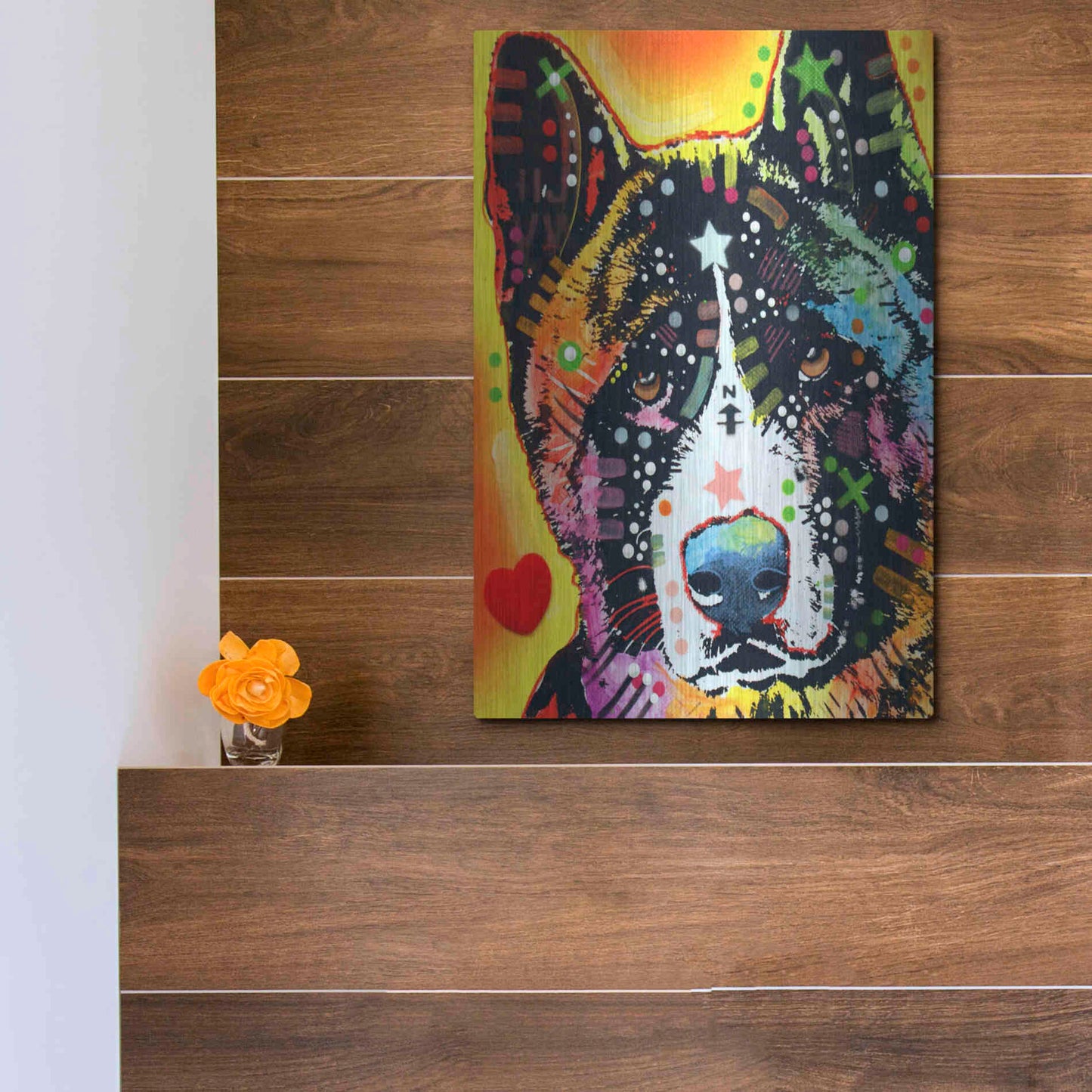Luxe Metal Art 'Akita 1' by Dean Russo, Metal Wall Art,12x16