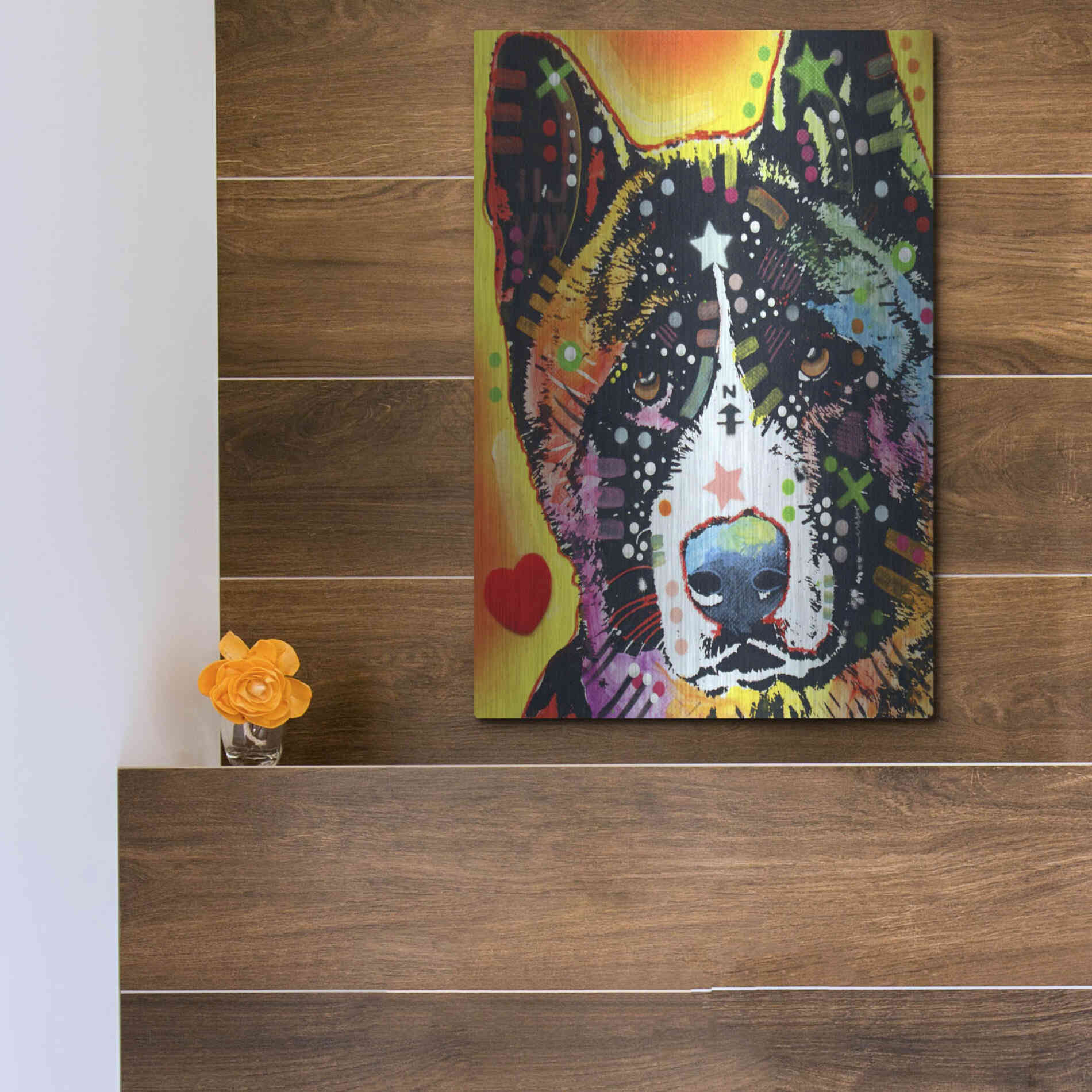 Luxe Metal Art 'Akita 1' by Dean Russo, Metal Wall Art,12x16