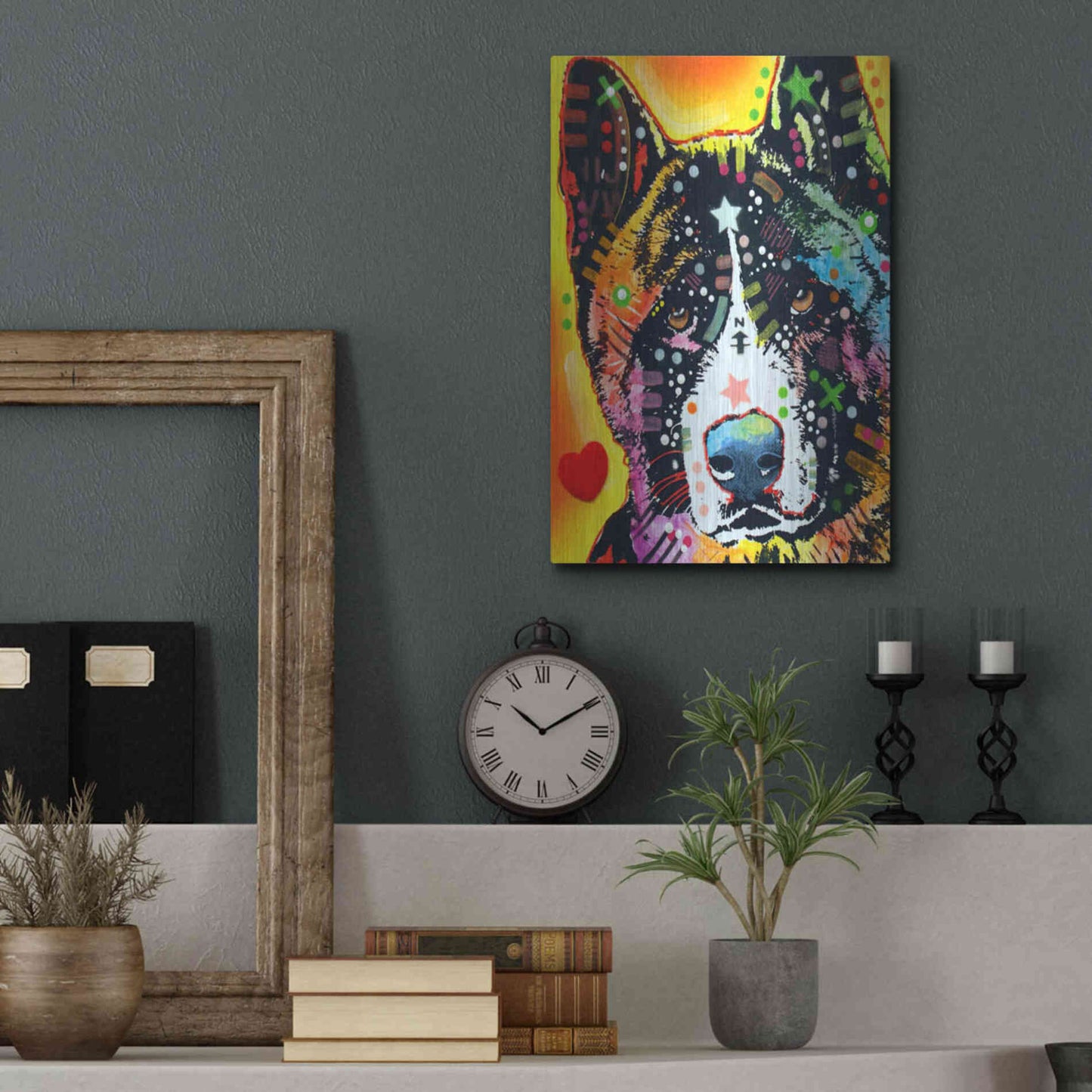 Luxe Metal Art 'Akita 1' by Dean Russo, Metal Wall Art,12x16