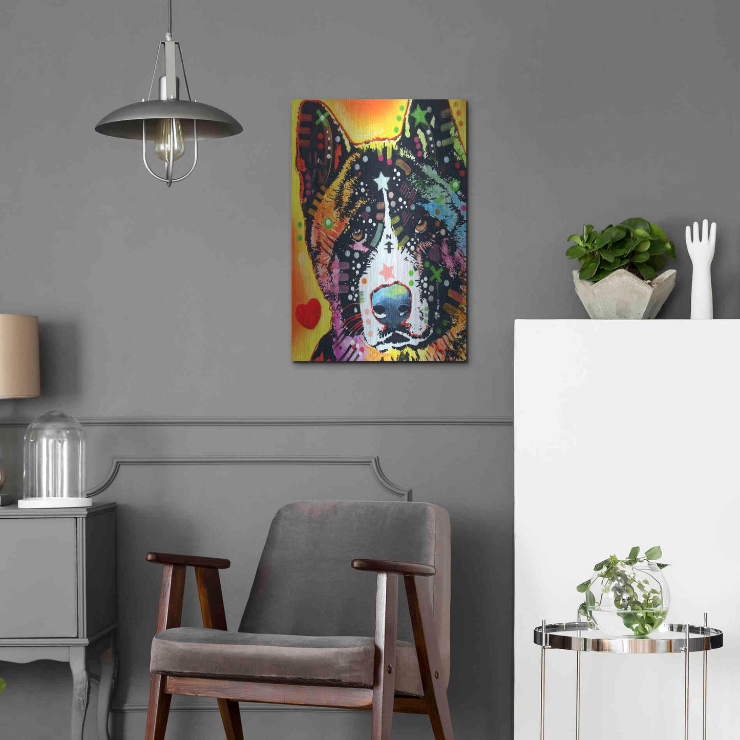 Luxe Metal Art 'Akita 1' by Dean Russo, Metal Wall Art,16x24