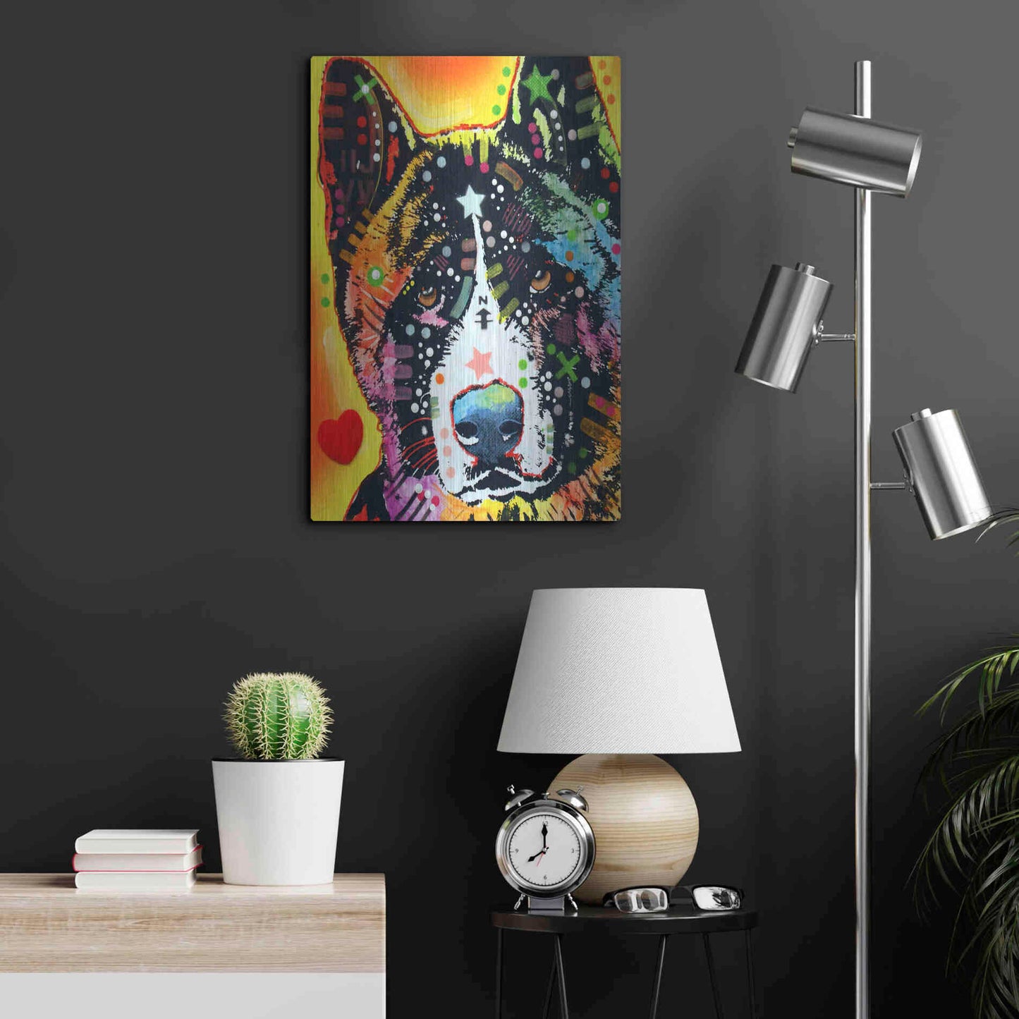 Luxe Metal Art 'Akita 1' by Dean Russo, Metal Wall Art,16x24