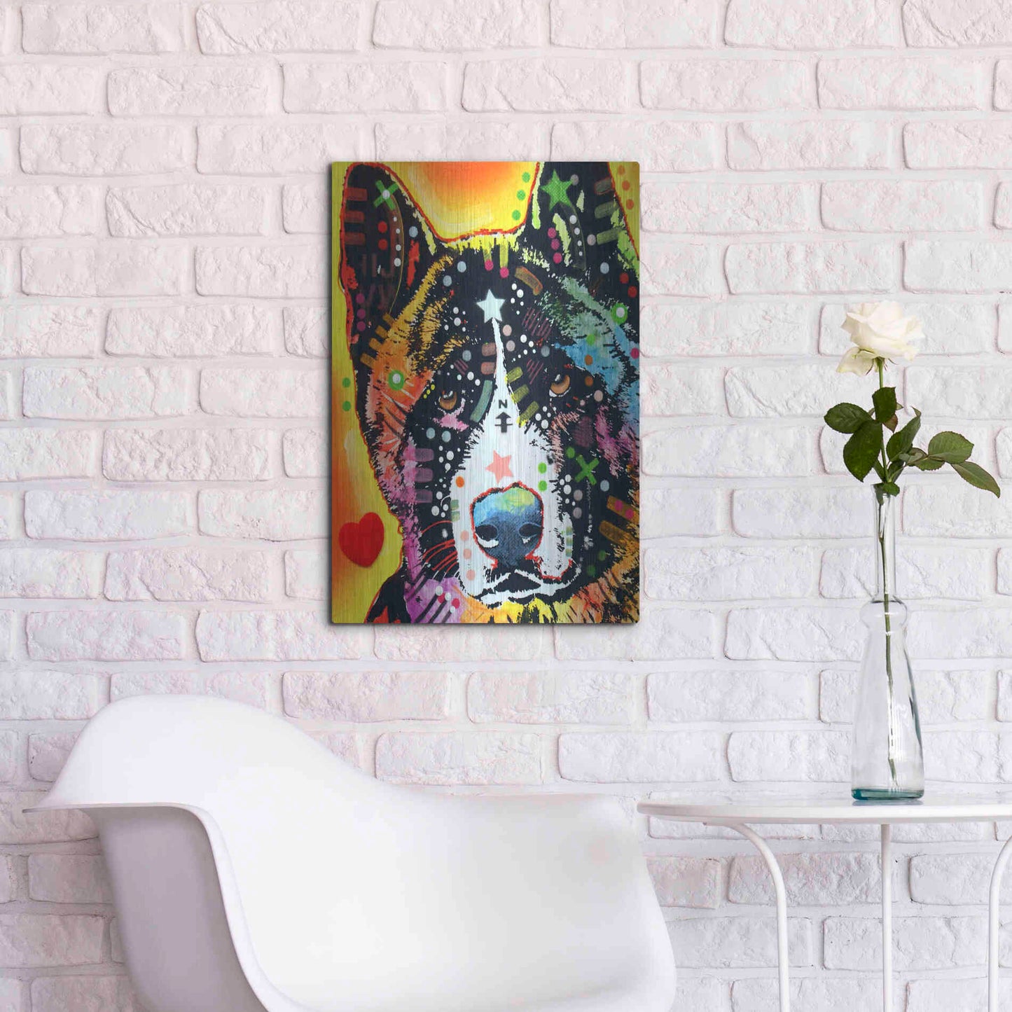 Luxe Metal Art 'Akita 1' by Dean Russo, Metal Wall Art,16x24