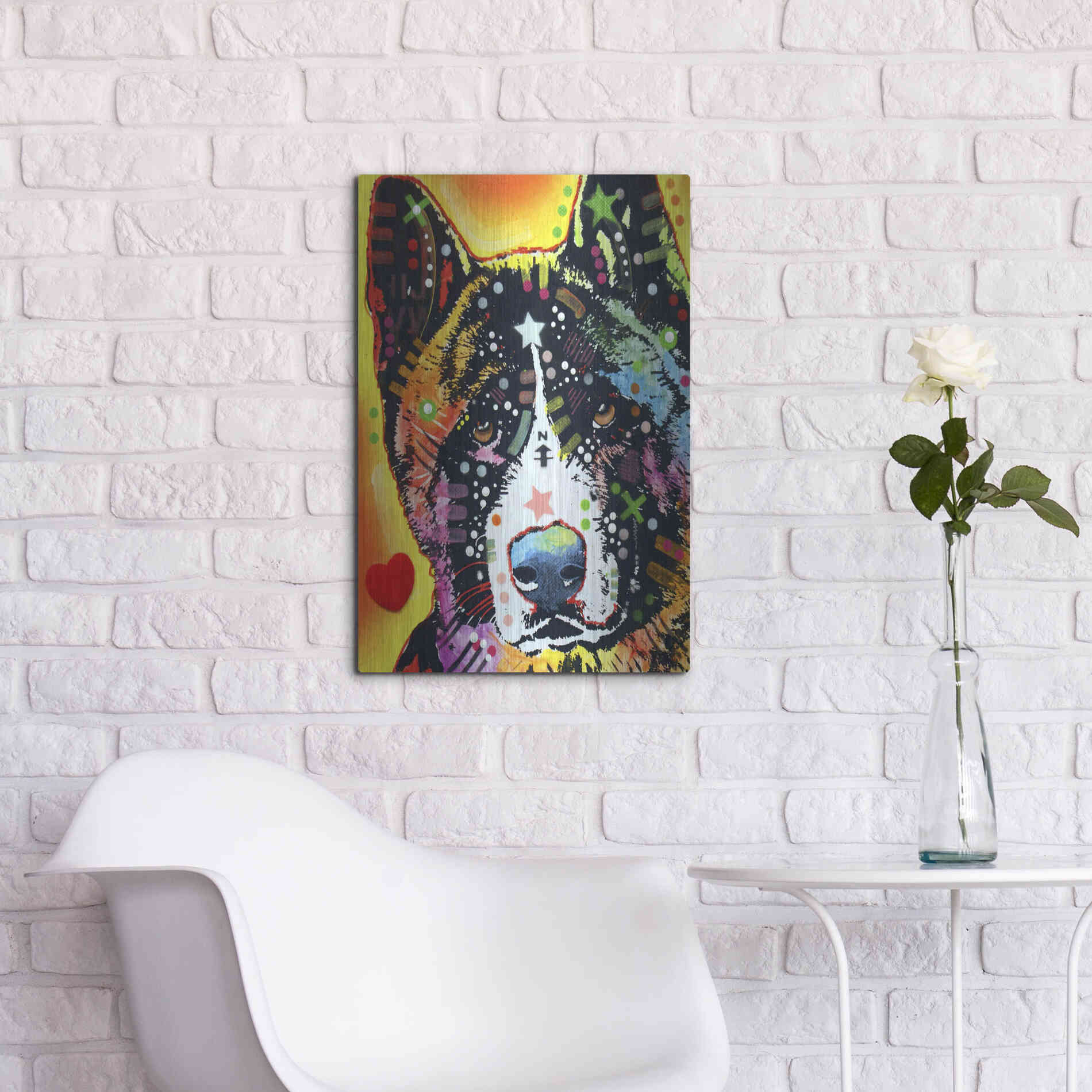 Luxe Metal Art 'Akita 1' by Dean Russo, Metal Wall Art,16x24