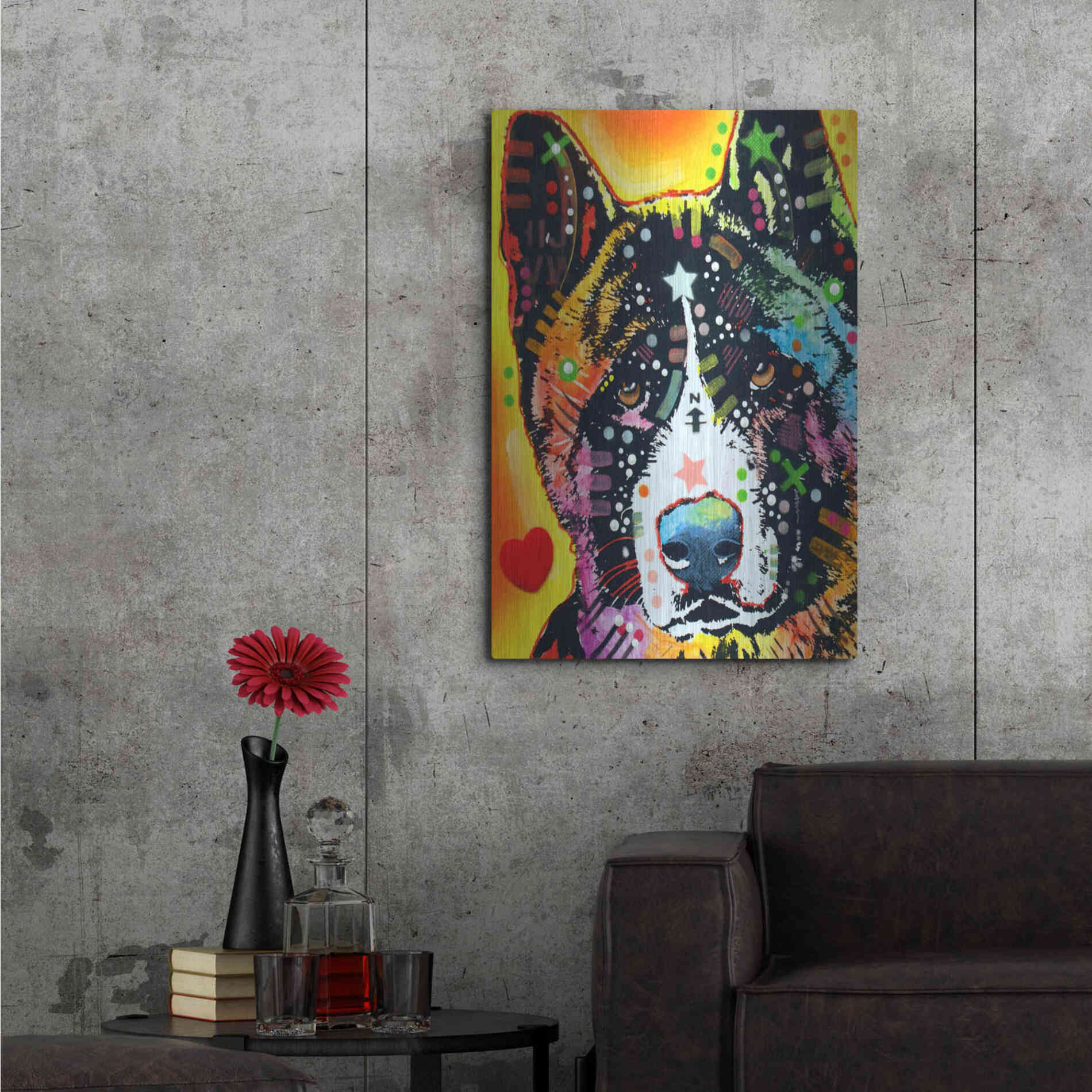 Luxe Metal Art 'Akita 1' by Dean Russo, Metal Wall Art,24x36