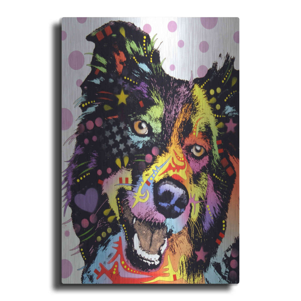 Luxe Metal Art 'Border Collie 1' by Dean Russo, Metal Wall Art