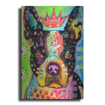 Luxe Metal Art 'Boston Terrier Crowned' by Dean Russo, Metal Wall Art