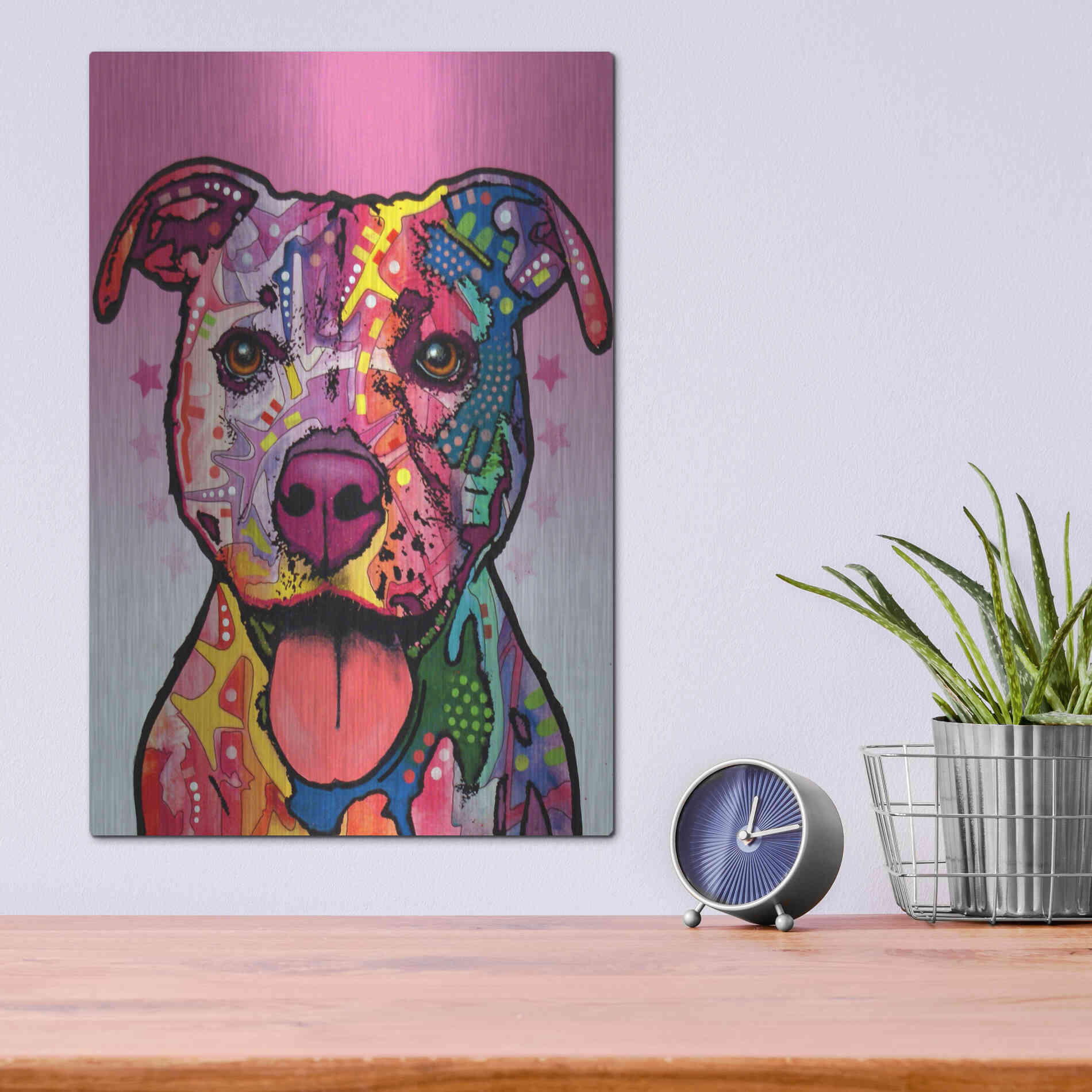 Luxe Metal Art 'Cherish The Pitbull' by Dean Russo, Metal Wall Art,12x16