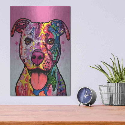 Luxe Metal Art 'Cherish The Pitbull' by Dean Russo, Metal Wall Art,12x16