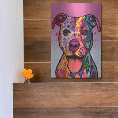 Luxe Metal Art 'Cherish The Pitbull' by Dean Russo, Metal Wall Art,12x16