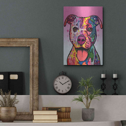 Luxe Metal Art 'Cherish The Pitbull' by Dean Russo, Metal Wall Art,12x16