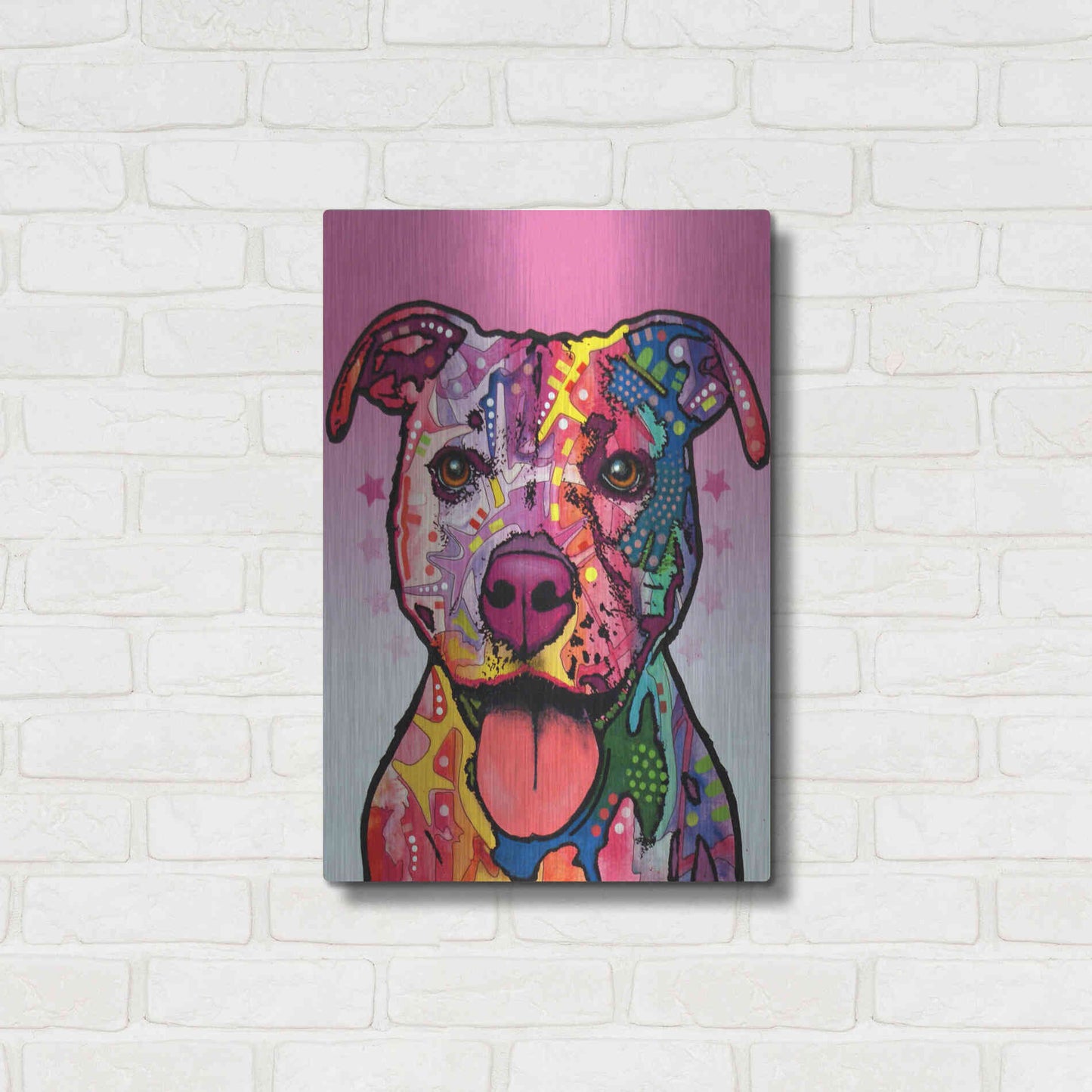 Luxe Metal Art 'Cherish The Pitbull' by Dean Russo, Metal Wall Art,16x24