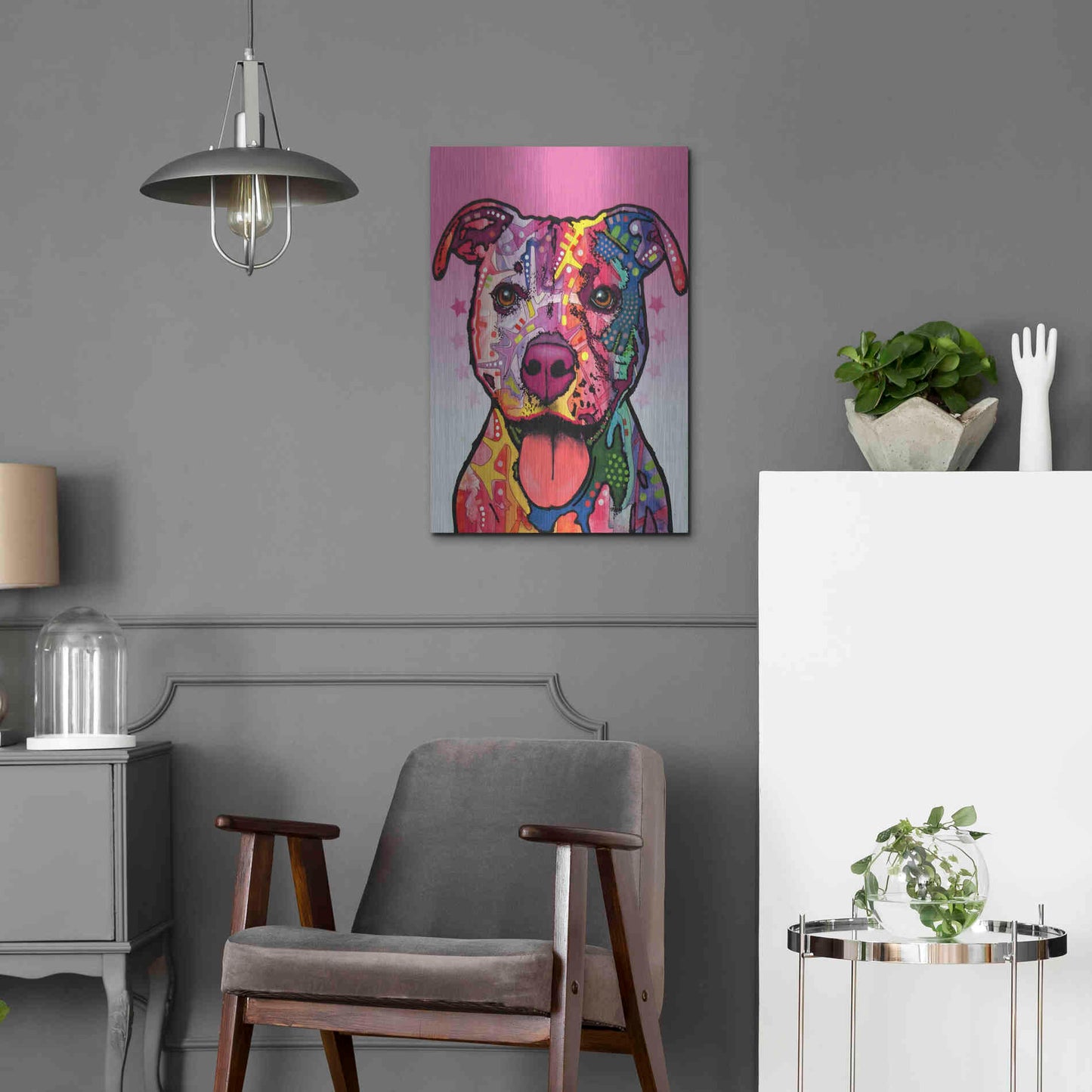 Luxe Metal Art 'Cherish The Pitbull' by Dean Russo, Metal Wall Art,16x24