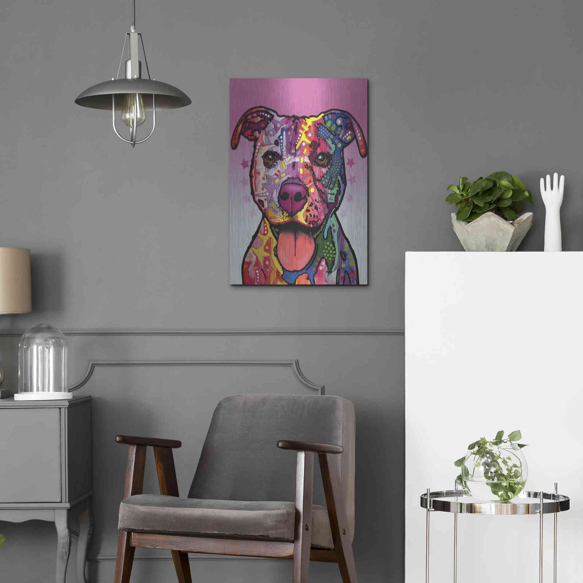 Luxe Metal Art 'Cherish The Pitbull' by Dean Russo, Metal Wall Art,16x24