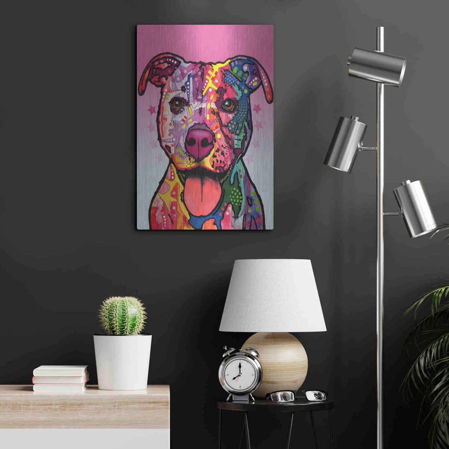 Luxe Metal Art 'Cherish The Pitbull' by Dean Russo, Metal Wall Art,16x24