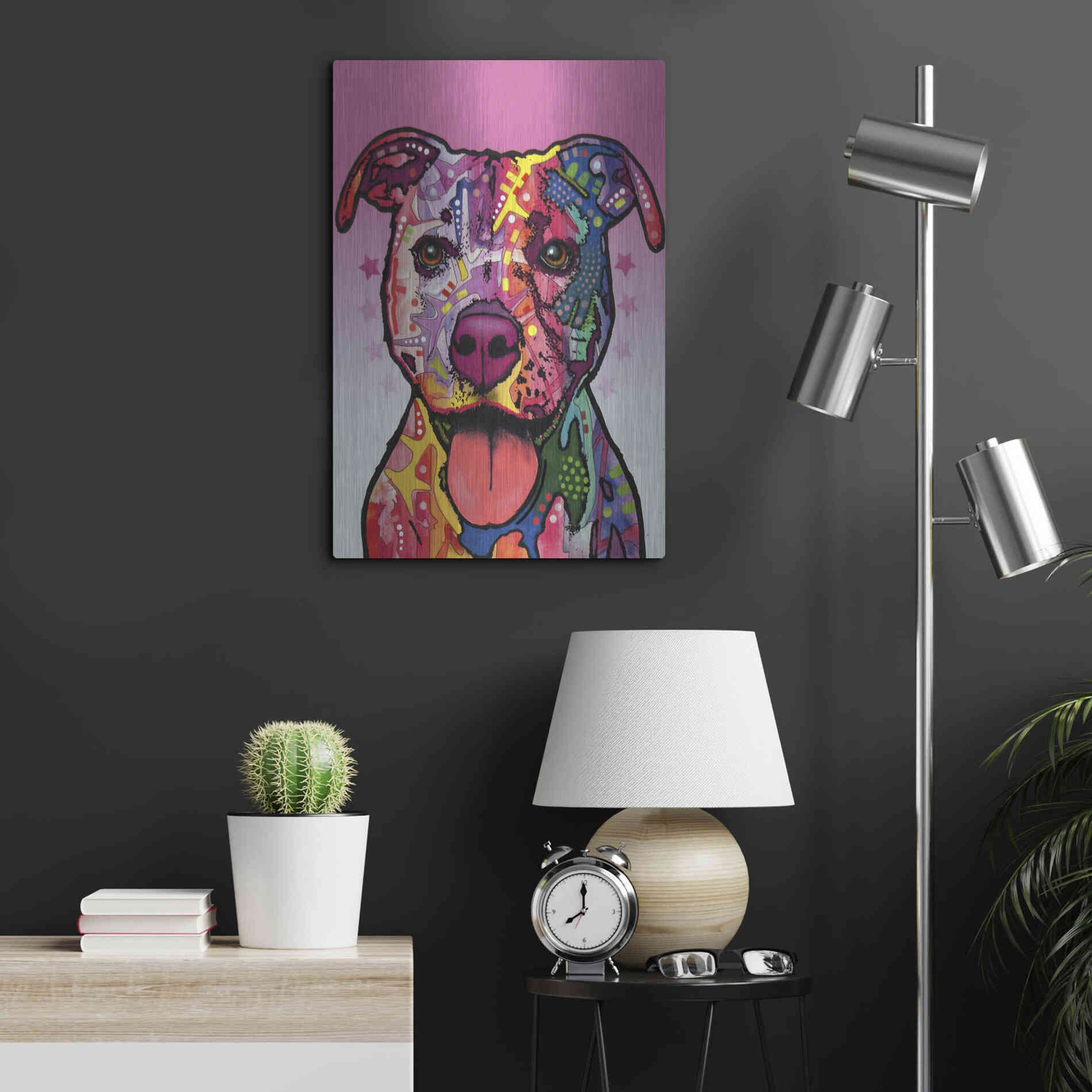 Luxe Metal Art 'Cherish The Pitbull' by Dean Russo, Metal Wall Art,16x24