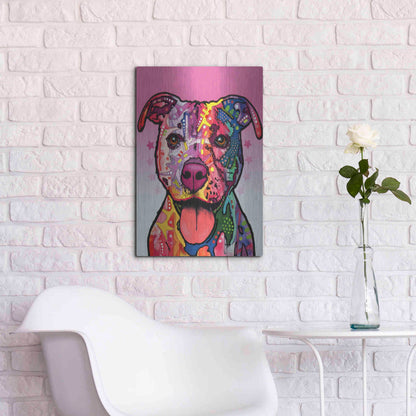 Luxe Metal Art 'Cherish The Pitbull' by Dean Russo, Metal Wall Art,16x24