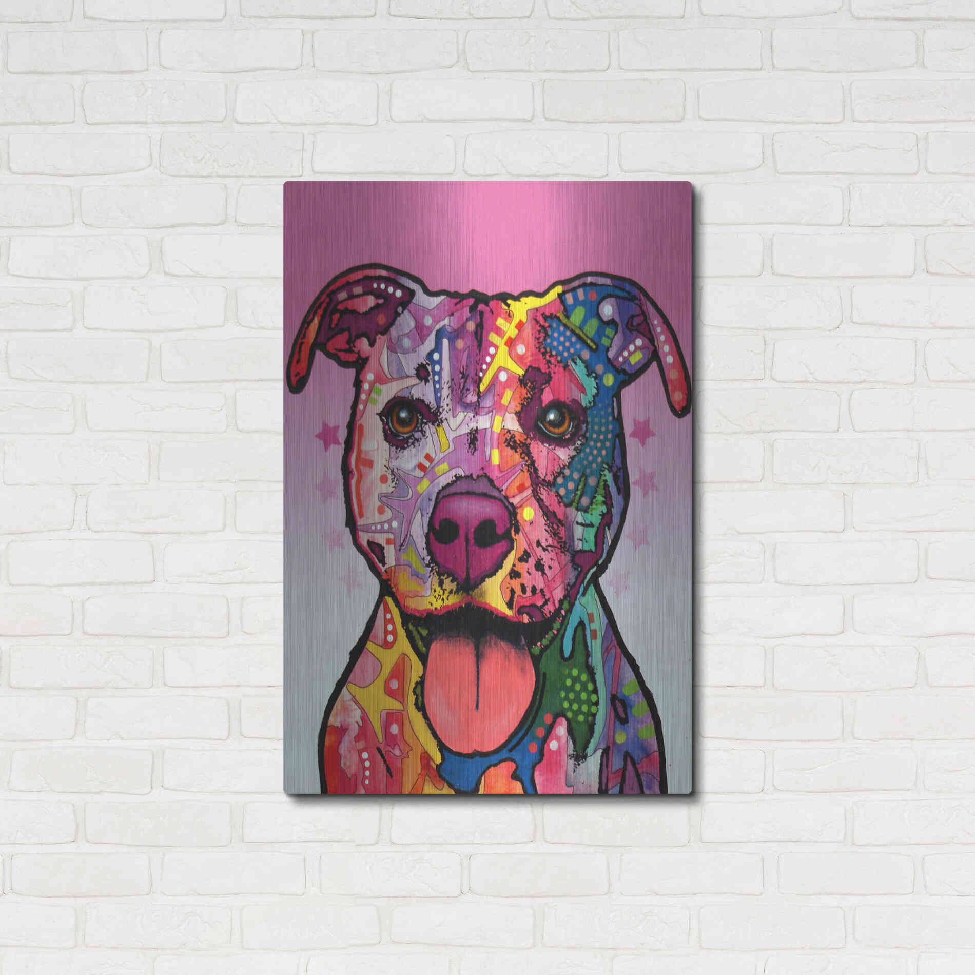 Luxe Metal Art 'Cherish The Pitbull' by Dean Russo, Metal Wall Art,24x36