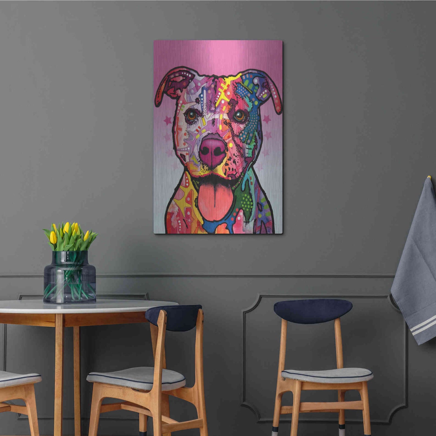 Luxe Metal Art 'Cherish The Pitbull' by Dean Russo, Metal Wall Art,24x36