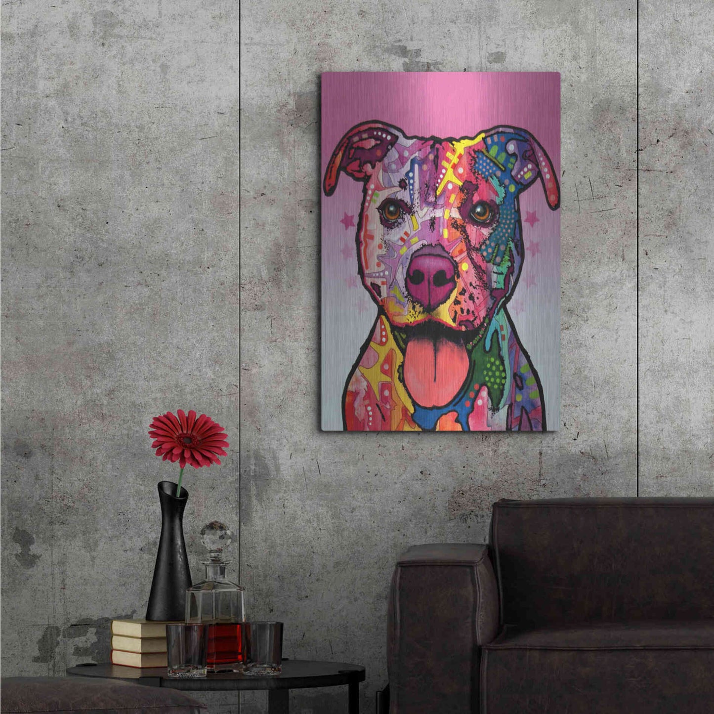 Luxe Metal Art 'Cherish The Pitbull' by Dean Russo, Metal Wall Art,24x36