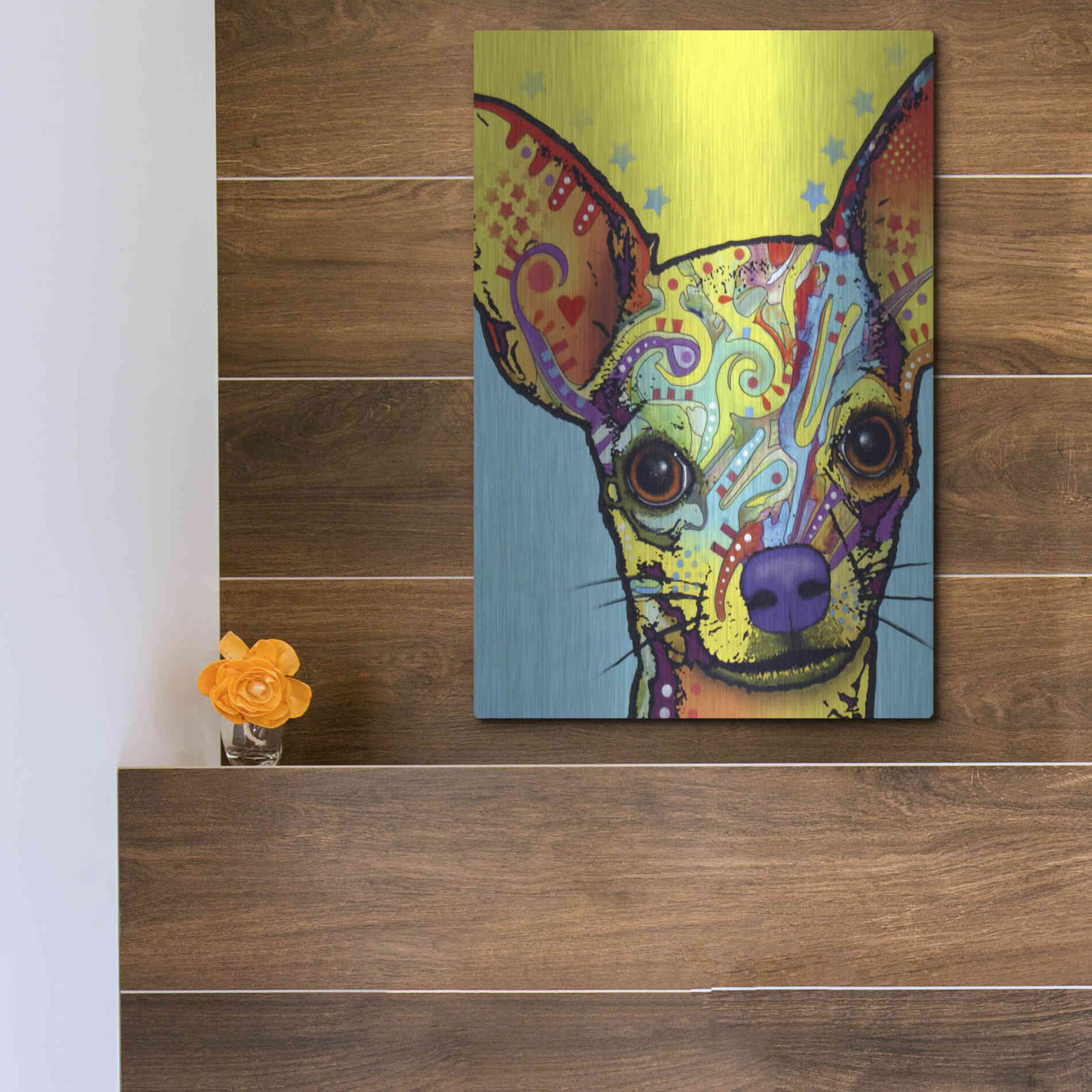 Luxe Metal Art 'Chihuahua I' by Dean Russo, Metal Wall Art,12x16