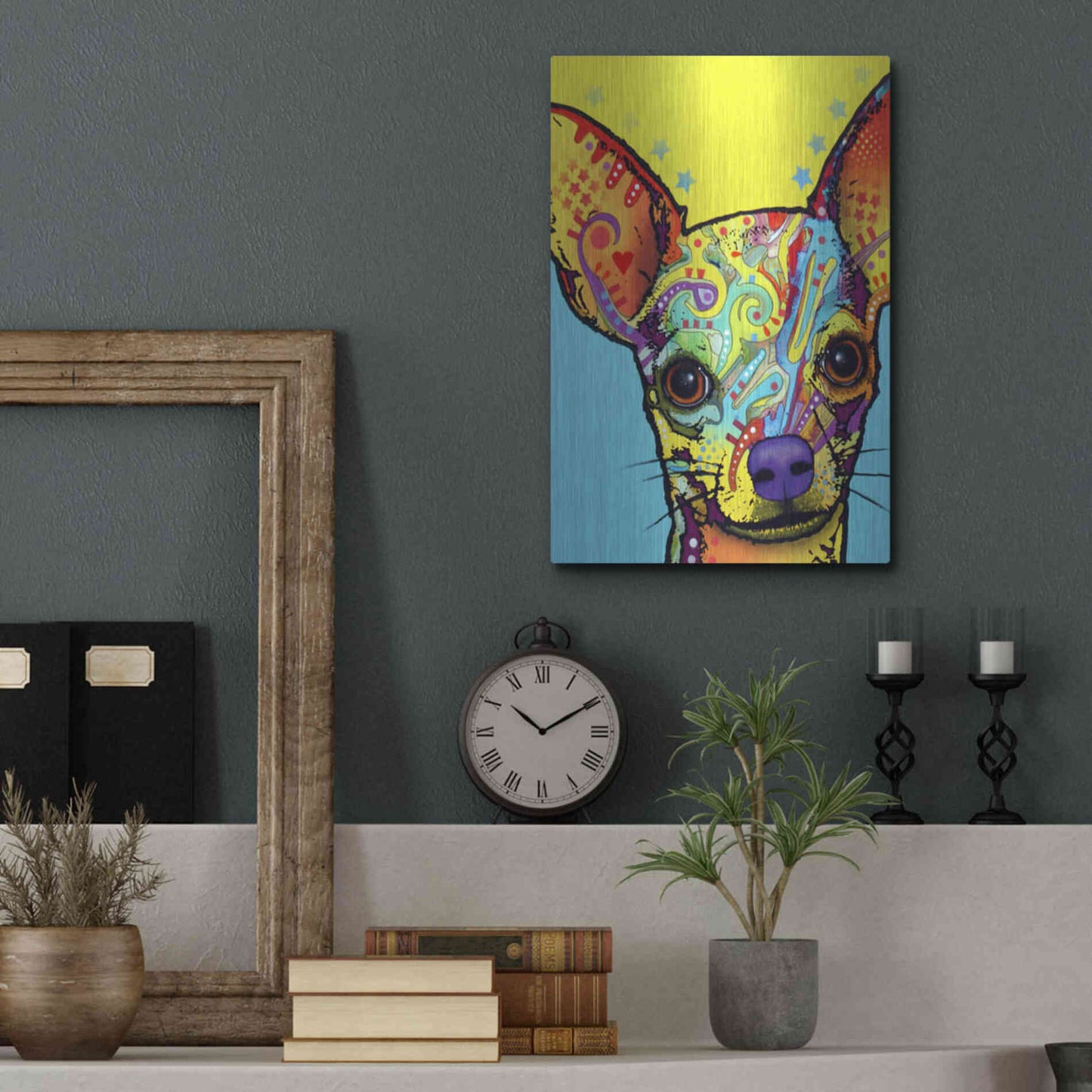 Luxe Metal Art 'Chihuahua I' by Dean Russo, Metal Wall Art,12x16