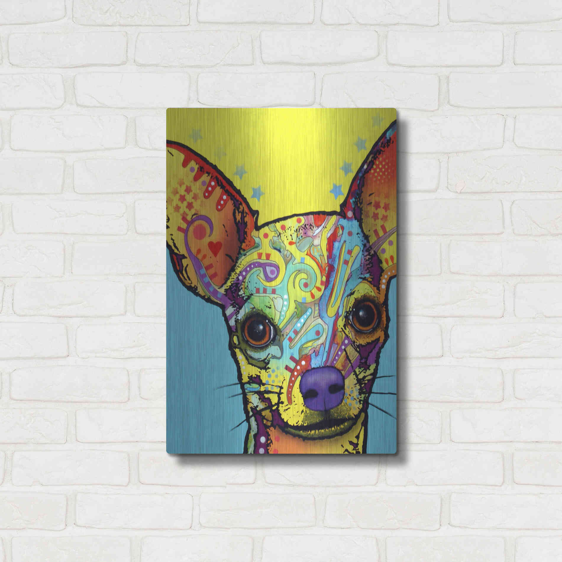 Luxe Metal Art 'Chihuahua I' by Dean Russo, Metal Wall Art,16x24