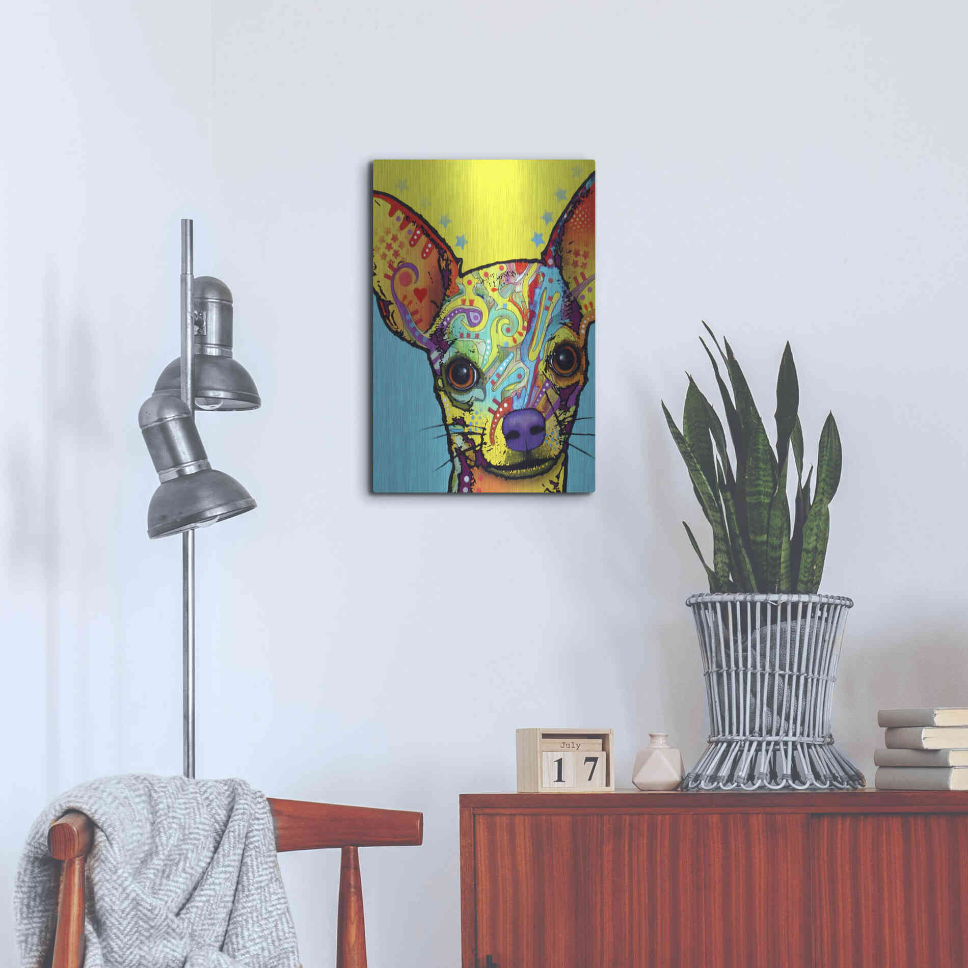 Luxe Metal Art 'Chihuahua I' by Dean Russo, Metal Wall Art,16x24