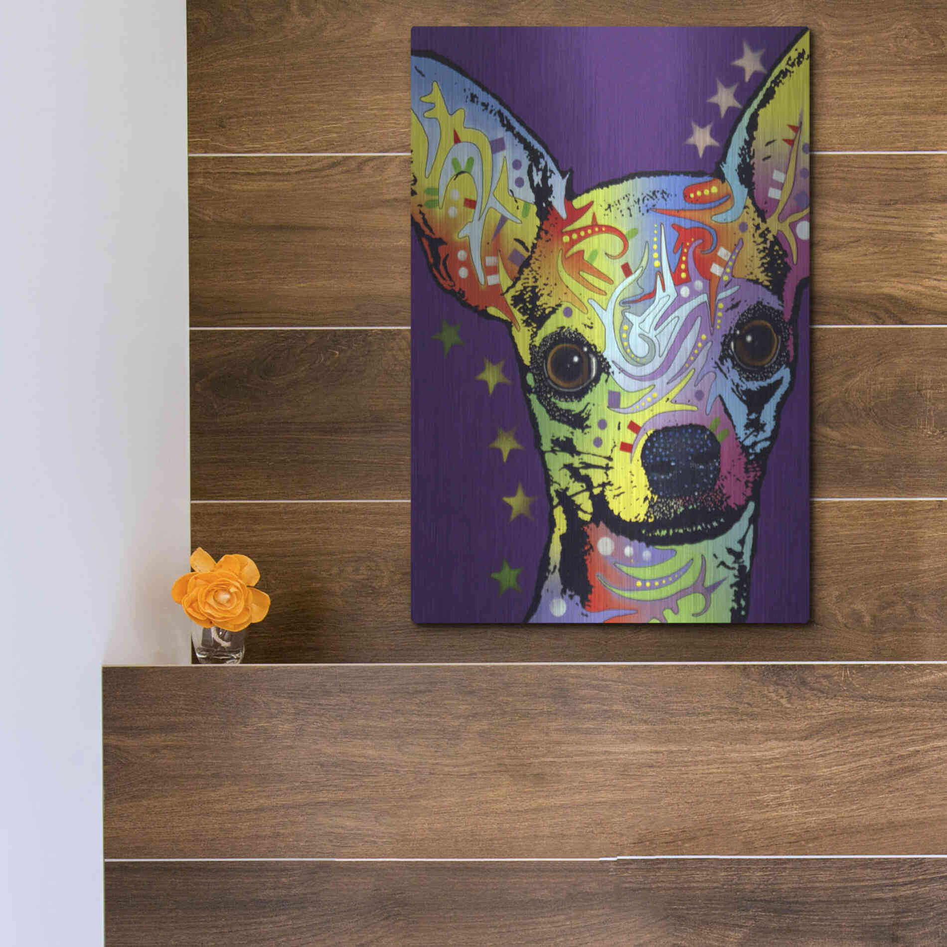 Luxe Metal Art 'Chihuahua Ii' by Dean Russo, Metal Wall Art,12x16