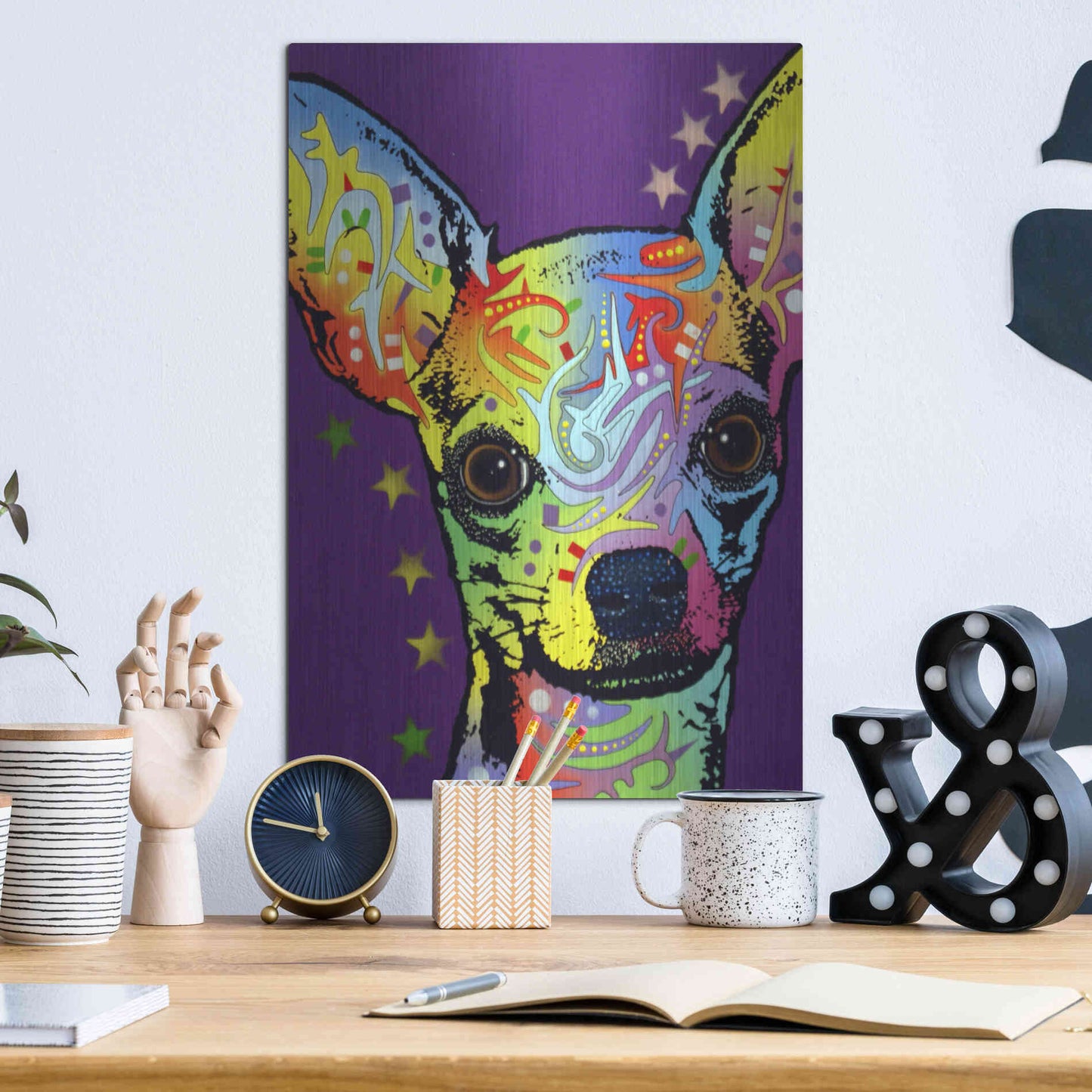 Luxe Metal Art 'Chihuahua Ii' by Dean Russo, Metal Wall Art,12x16