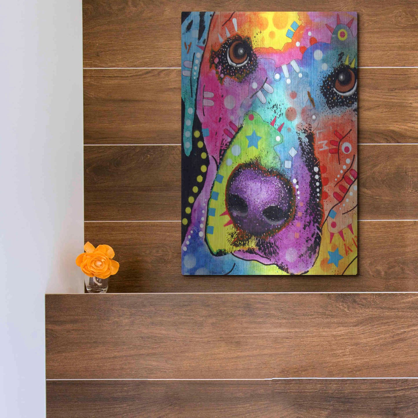 Luxe Metal Art 'Closeup Labrador' by Dean Russo, Metal Wall Art,12x16