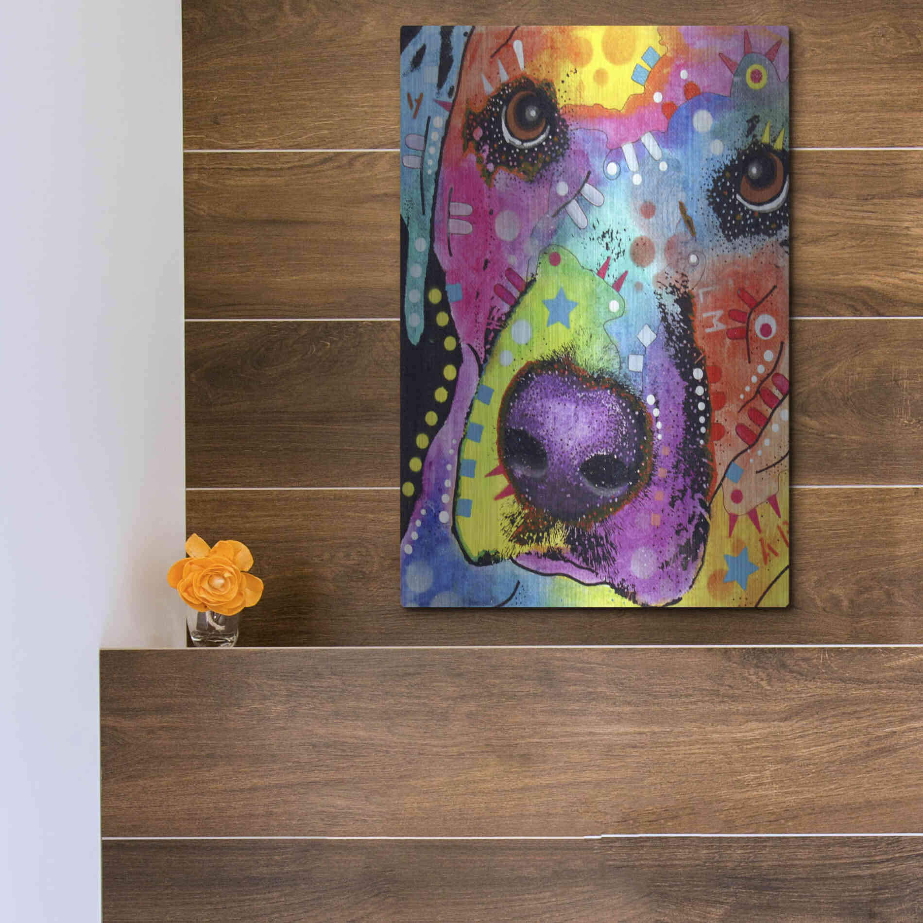 Luxe Metal Art 'Closeup Labrador' by Dean Russo, Metal Wall Art,12x16