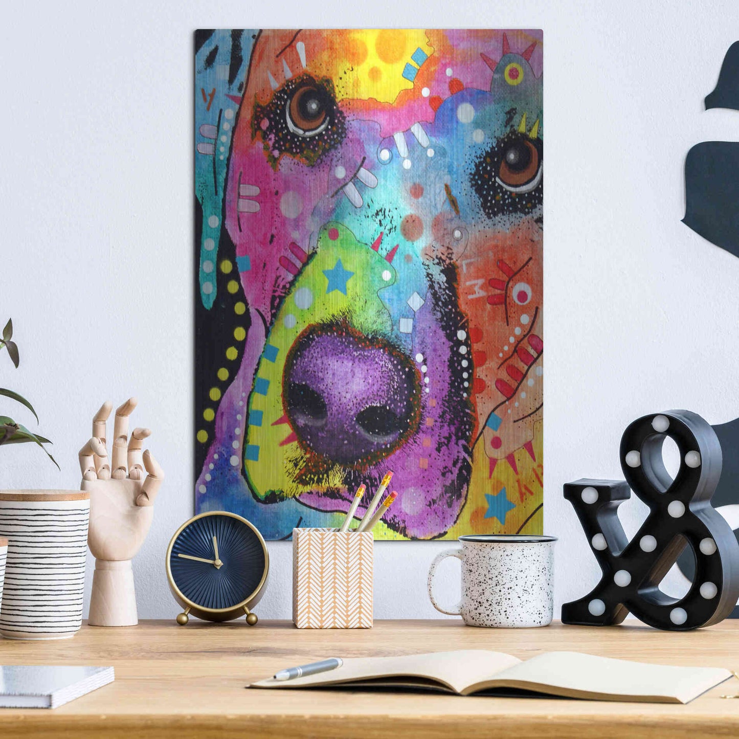 Luxe Metal Art 'Closeup Labrador' by Dean Russo, Metal Wall Art,12x16