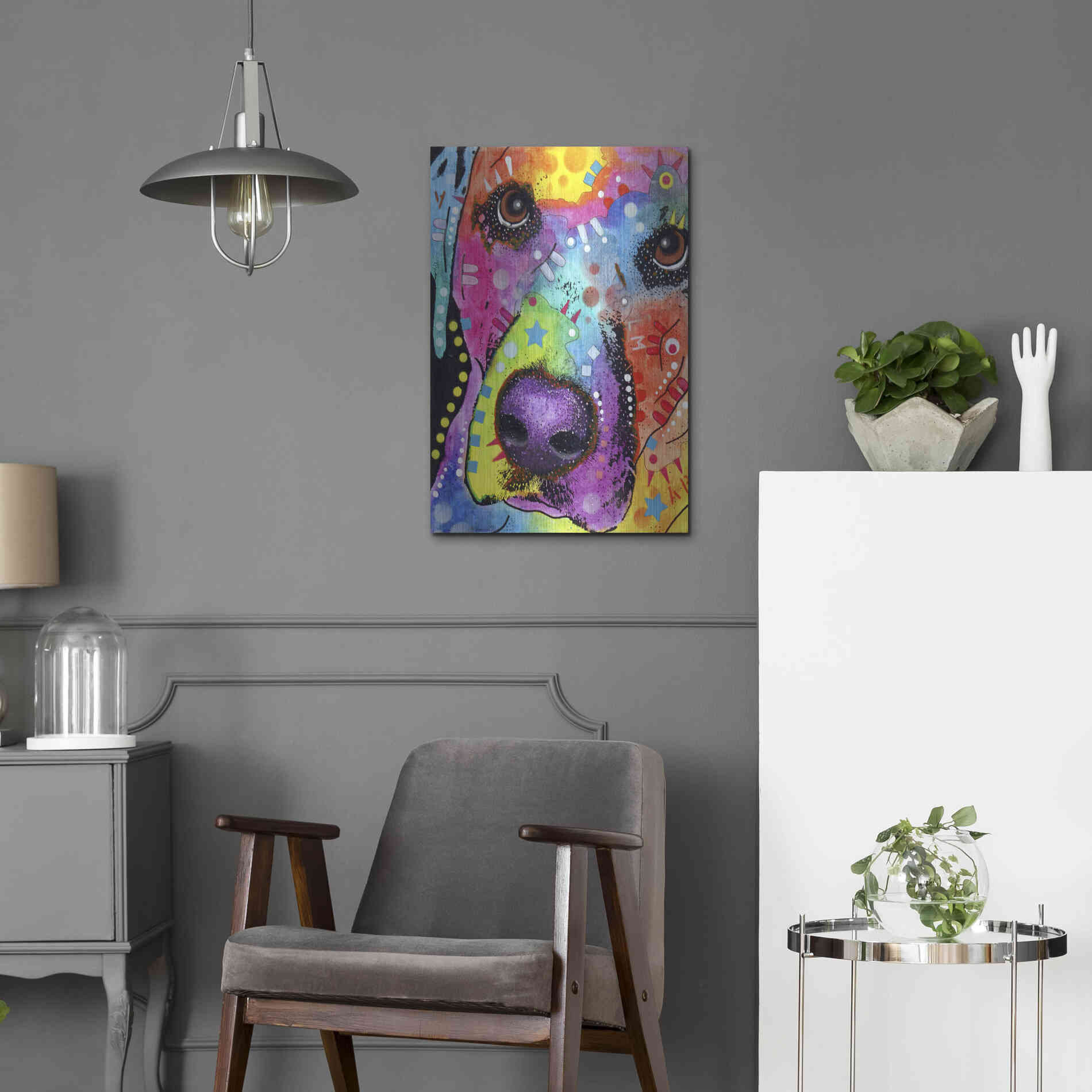 Luxe Metal Art 'Closeup Labrador' by Dean Russo, Metal Wall Art,16x24