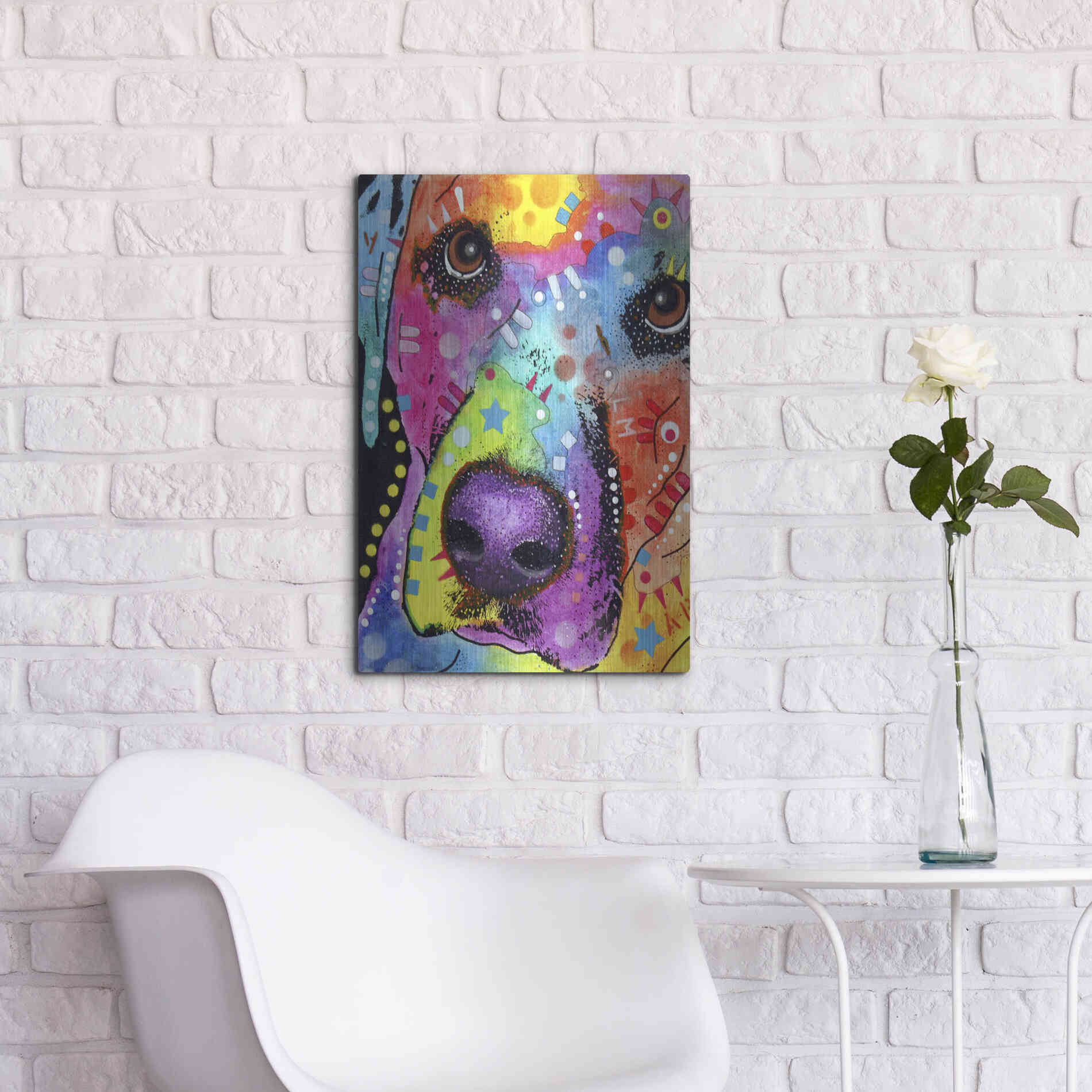 Luxe Metal Art 'Closeup Labrador' by Dean Russo, Metal Wall Art,16x24