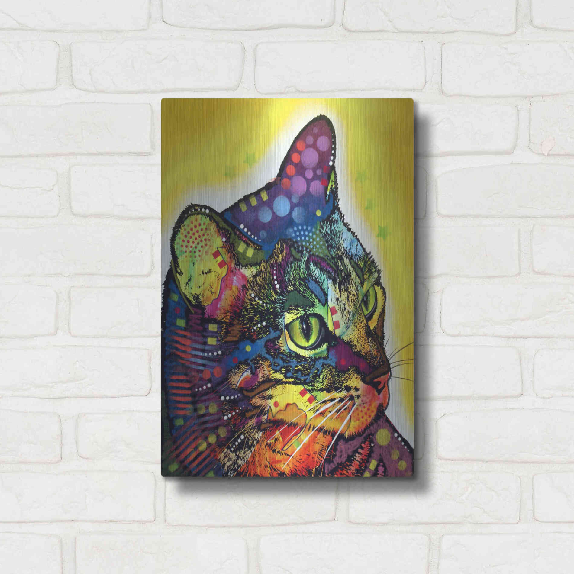 Luxe Metal Art 'Confident Cat' by Dean Russo, Metal Wall Art,12x16